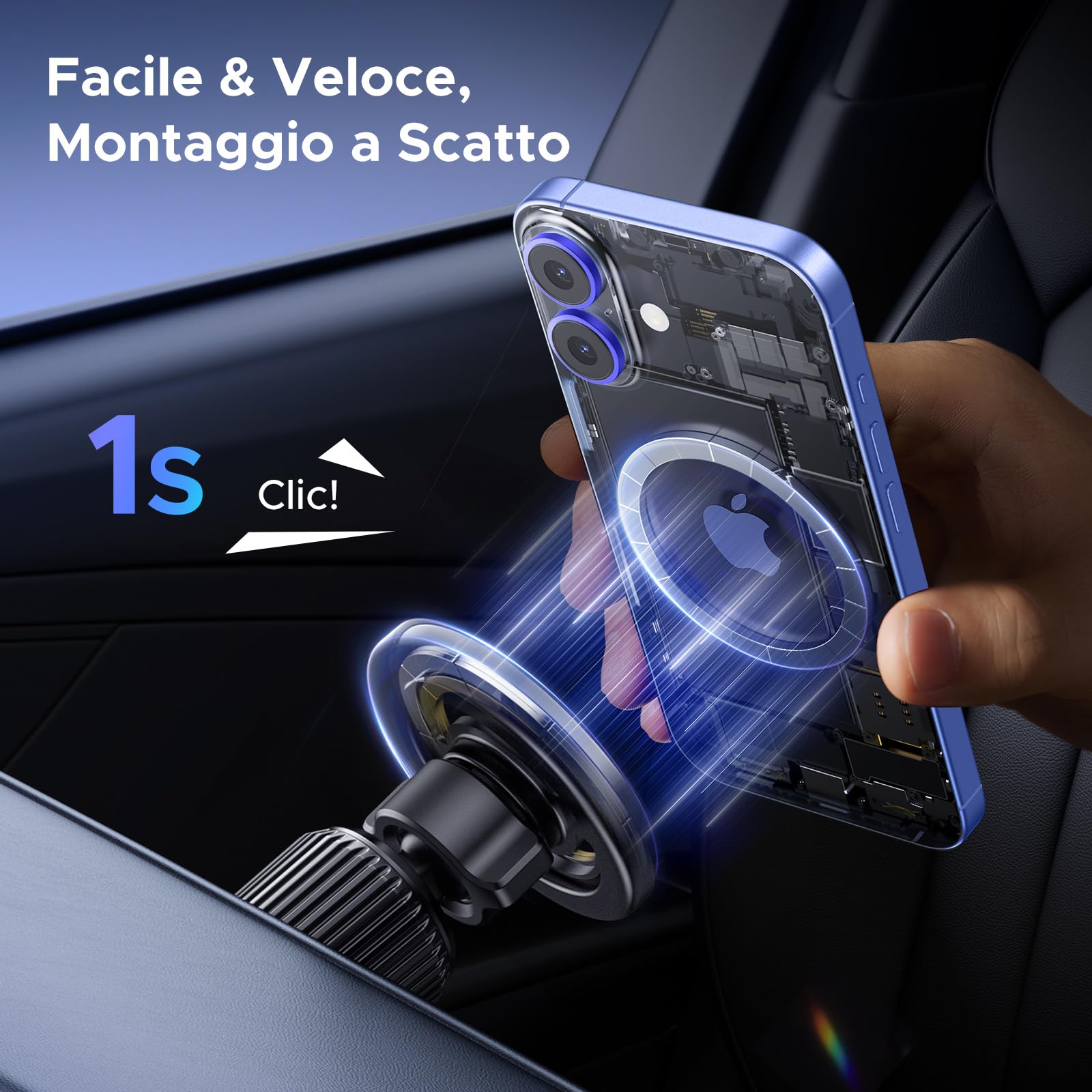 ugreen-supporto-magnetico-auto-magsafe-bocchetta-con-anello-360-nero image 7