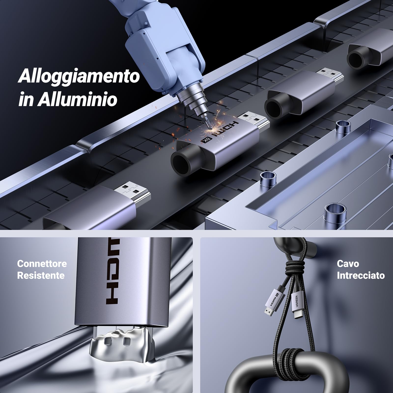 ugreen-cavo-hdmi-2-1-certificato-8k-60hz-4k-240hz-48gbps-2m-alluminio image 6