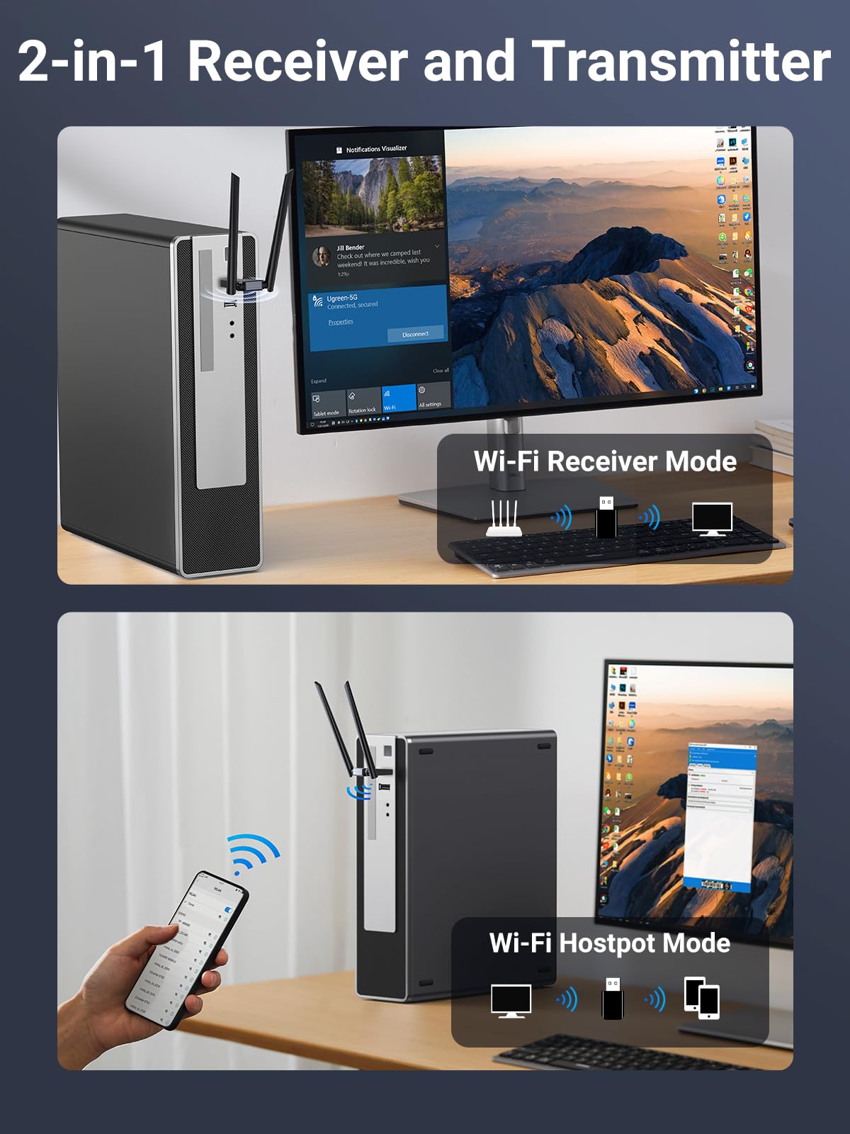 ugreen-adattatore-wifi-usb-ac1300-mbps-dual-band-5ghz-2-4ghz-con-antenne-ad-alto image 5