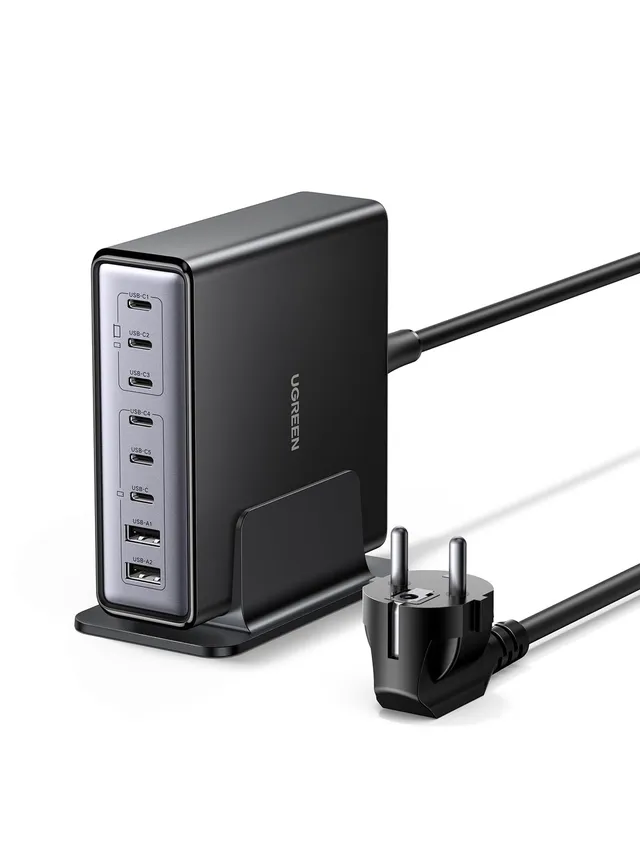 ugreen-zapix-200w-caricatore-usb-c-multiplo-8-porte-gan-100w-pd-3-1-con-base image 1