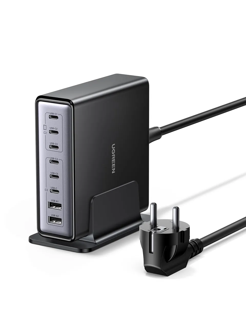 ugreen-zapix-200w-caricatore-usb-c-multiplo-8-porte-gan-100w-pd-3-1-con-base image 1