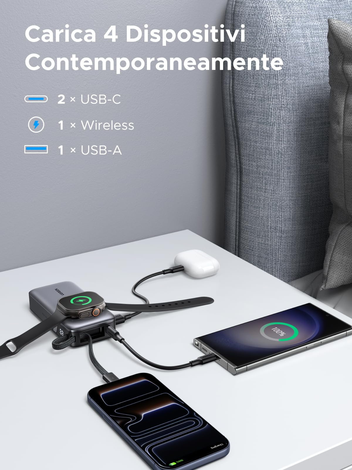 ugreen-nexode-power-bank-10000mah-30w-con-cavo-usb-c-e-ricarica-iwatch image 4