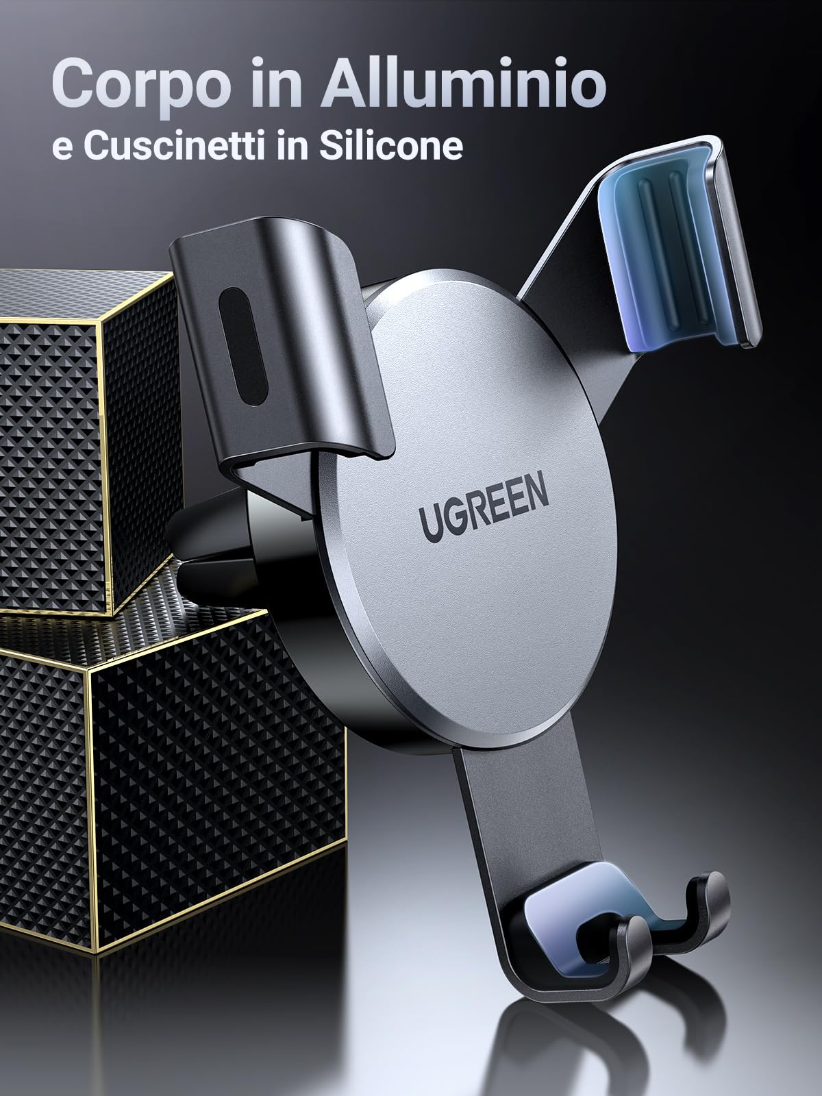 ugreen-supporto-telefono-auto-a-gravit-in-alluminio-per-bocchette-d-aria-grigio image 6
