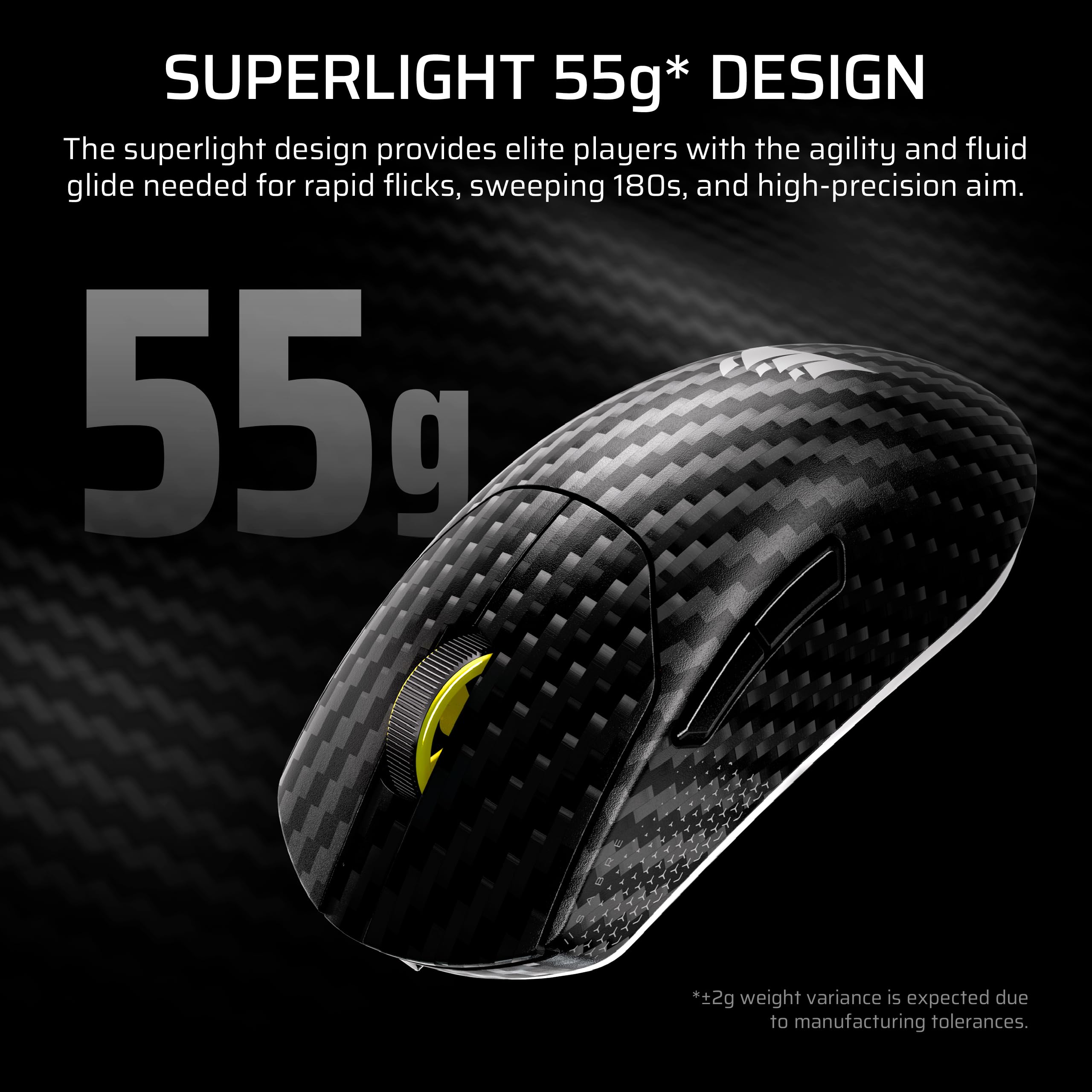 corsair-sabre-v2-pro-mouse-gaming-wireless-fps-nero-55g-carbonio-33-000-dpi-8000 image 5