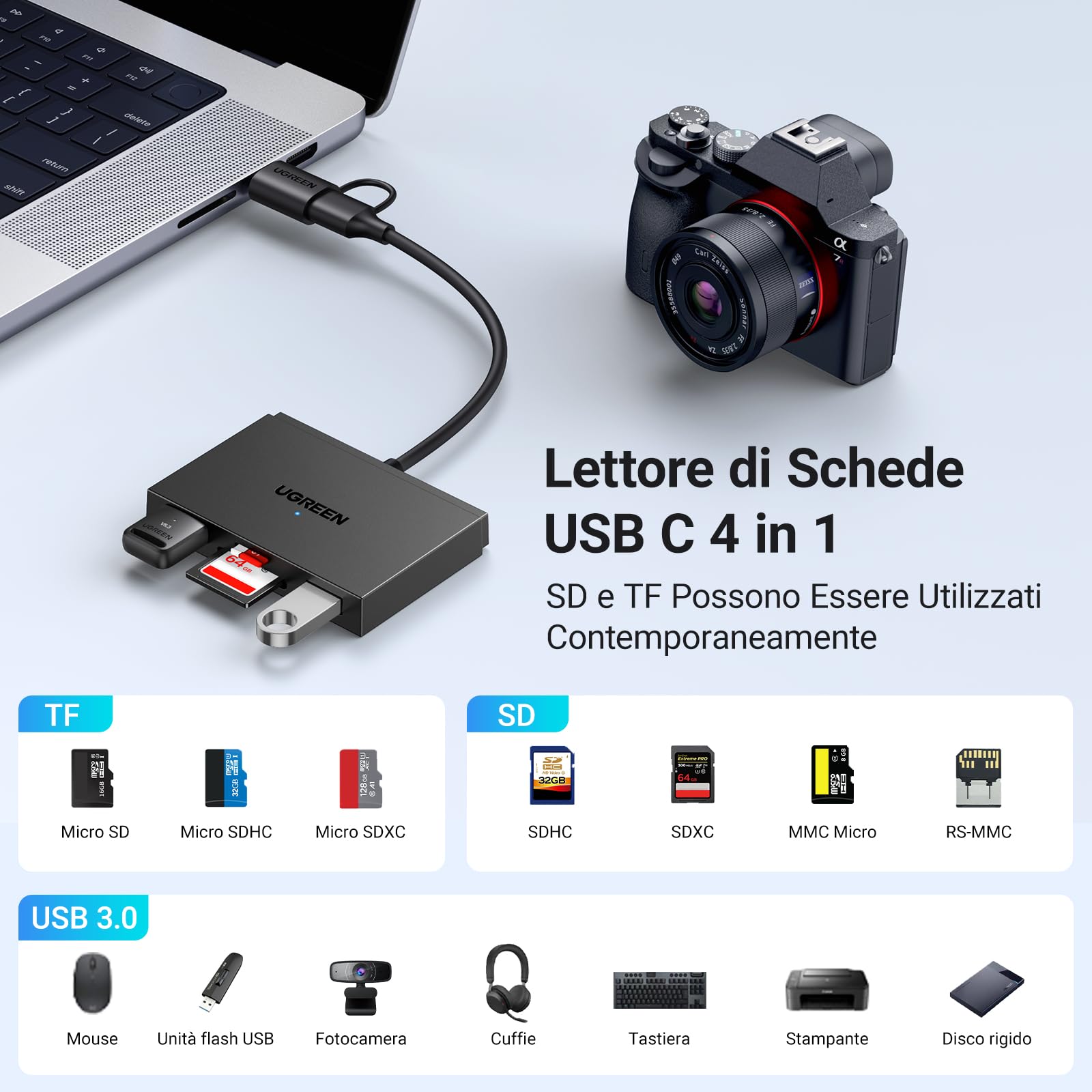 ugreen-lettore-schede-sd-4-in-1-usb-c-usb-3-0-5gbps-per-sd-microsd image 2