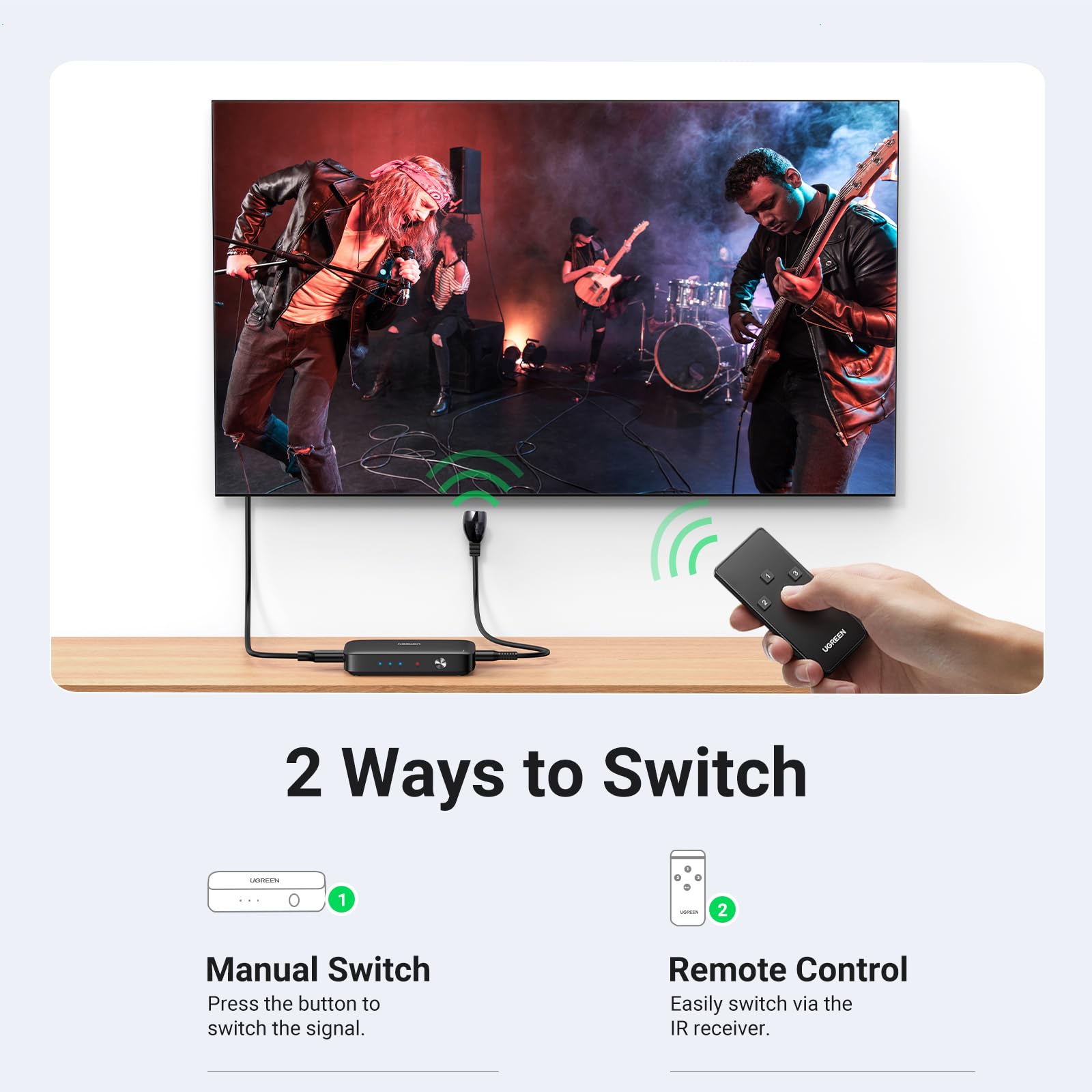 ugreen-switch-hdmi-4k-3-ingressi-1-uscita-switcher-uhd-3d-con-telecomando image 3