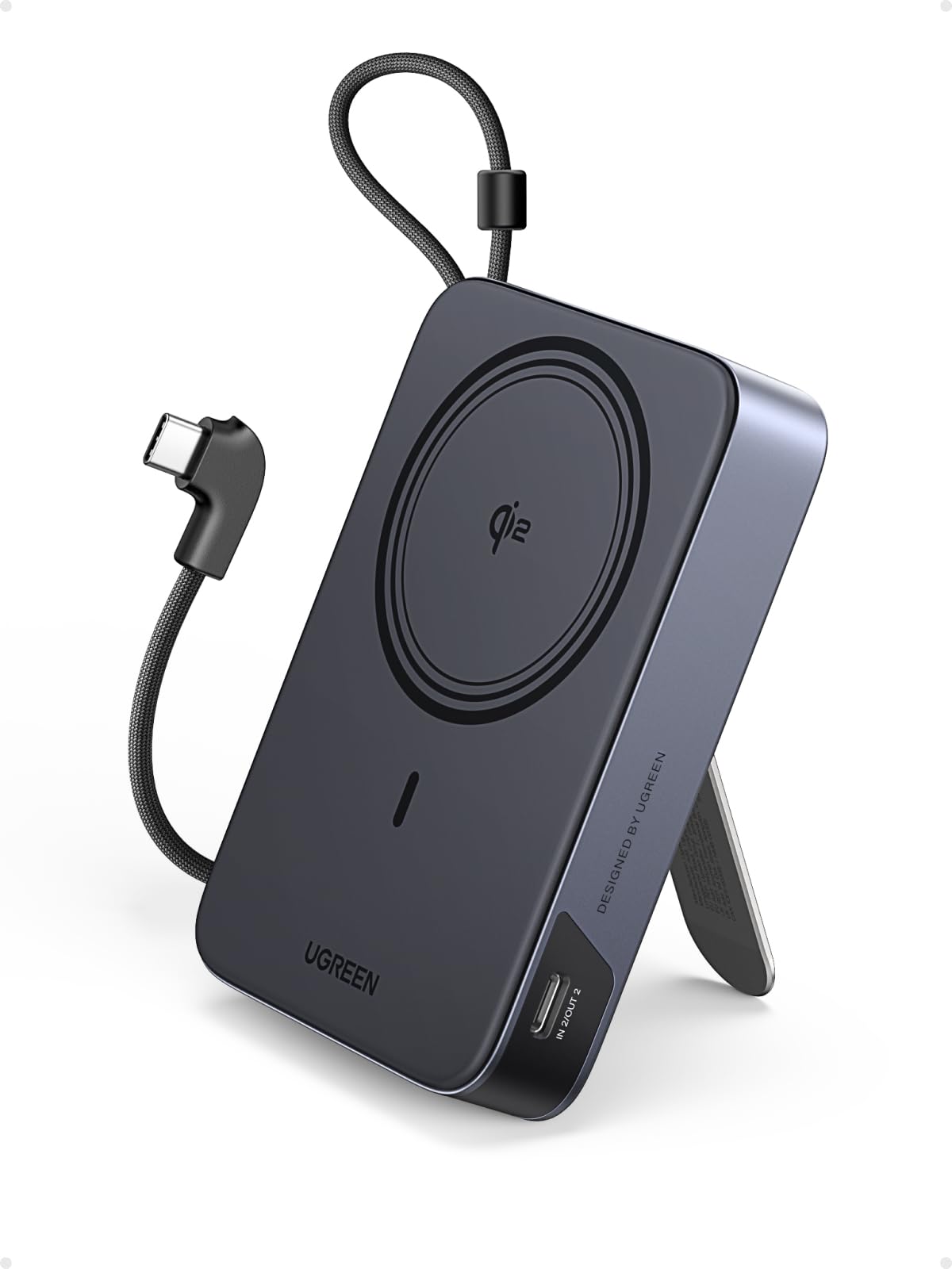 ugreen-zapix-qi2-15w-power-bank-magnetico-10000mah-pd-30w-con-supporto-pieghevol image 1
