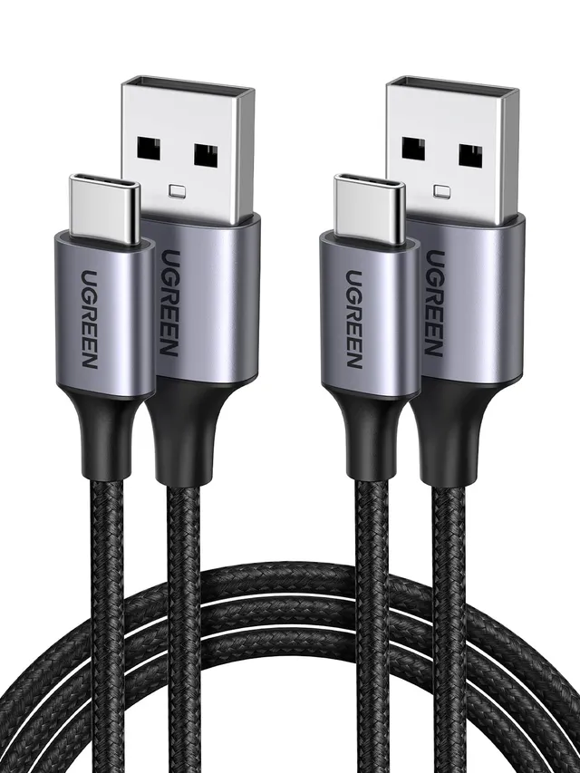 ugreen-cavo-usb-a-a-usb-c-3a-qc3-0-480mbps-nylon-0-5m-confezione-da-2-pezzi-nero image 1