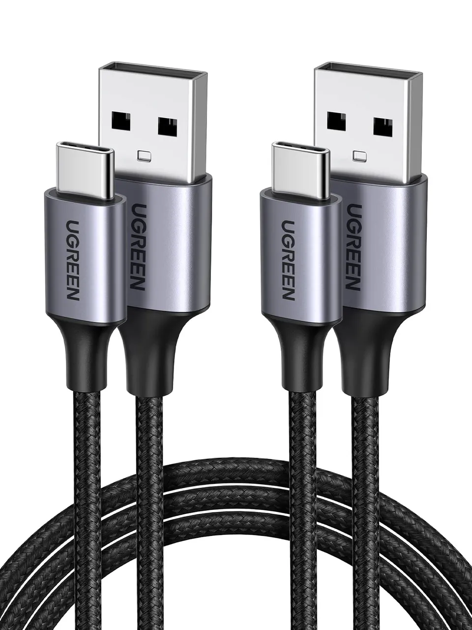 ugreen-cavo-usb-a-a-usb-c-3a-qc3-0-480mbps-nylon-0-5m-confezione-da-2-pezzi-nero image 1