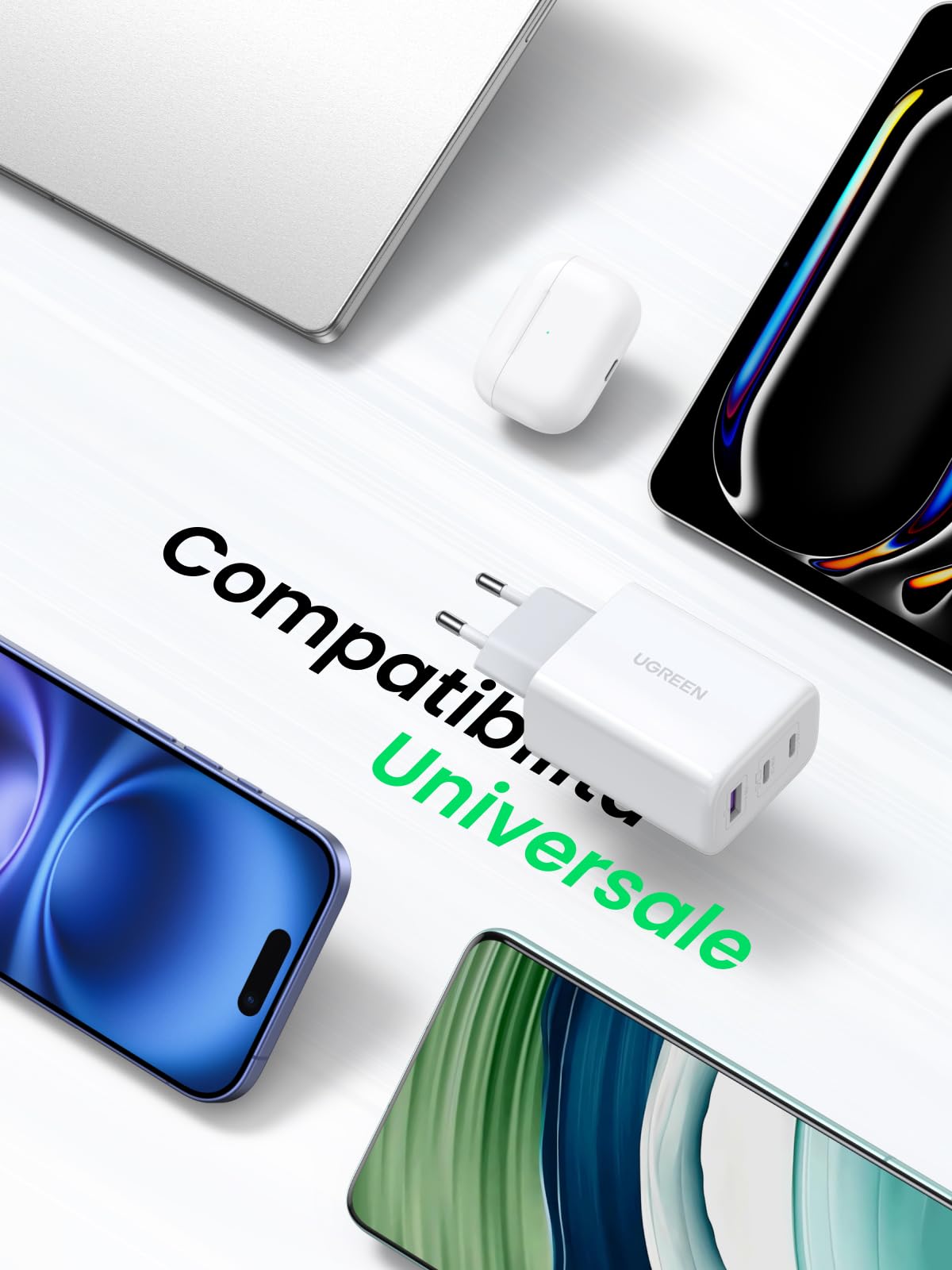 ugreen-zapix-caricatore-usb-c-gan-65w-3-porte-bianco image 6