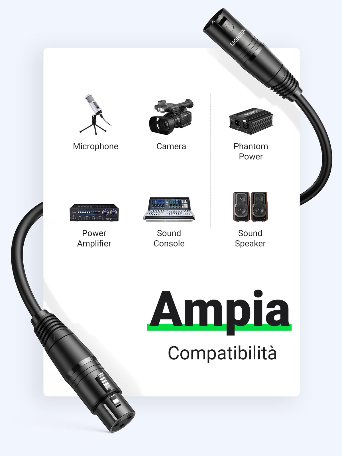 ugreen-cavo-xlr-bilanciato-maschio-femmina-cannon-2m-per-microfono image 3