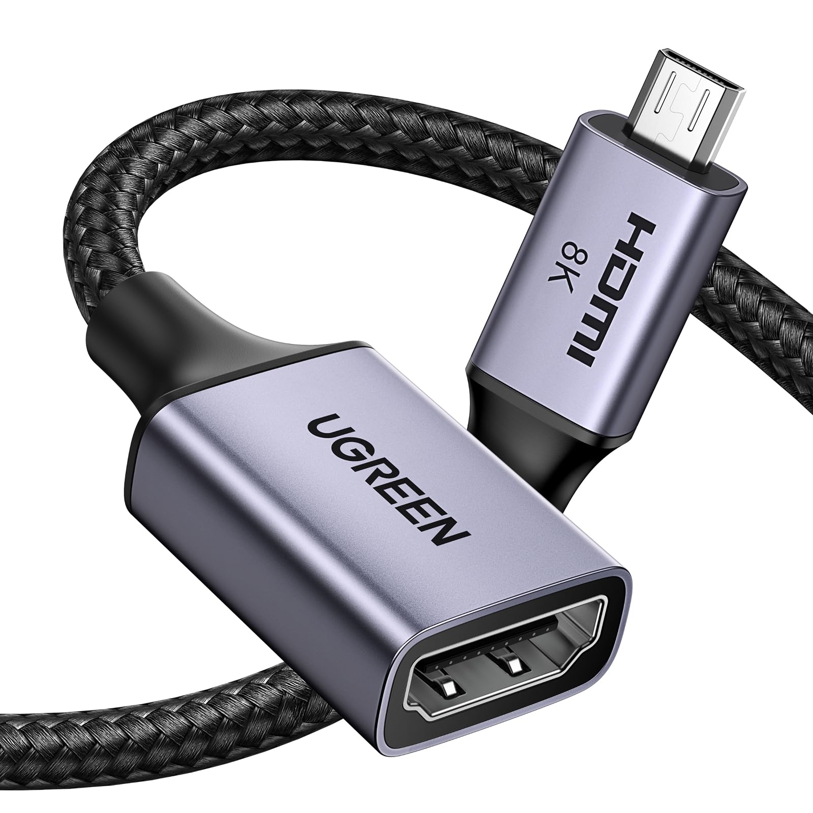 ugreen-adattatore-micro-hdmi-a-hdmi-2-1-8k-60hz-cavo-25cm-bidirezionale image 1