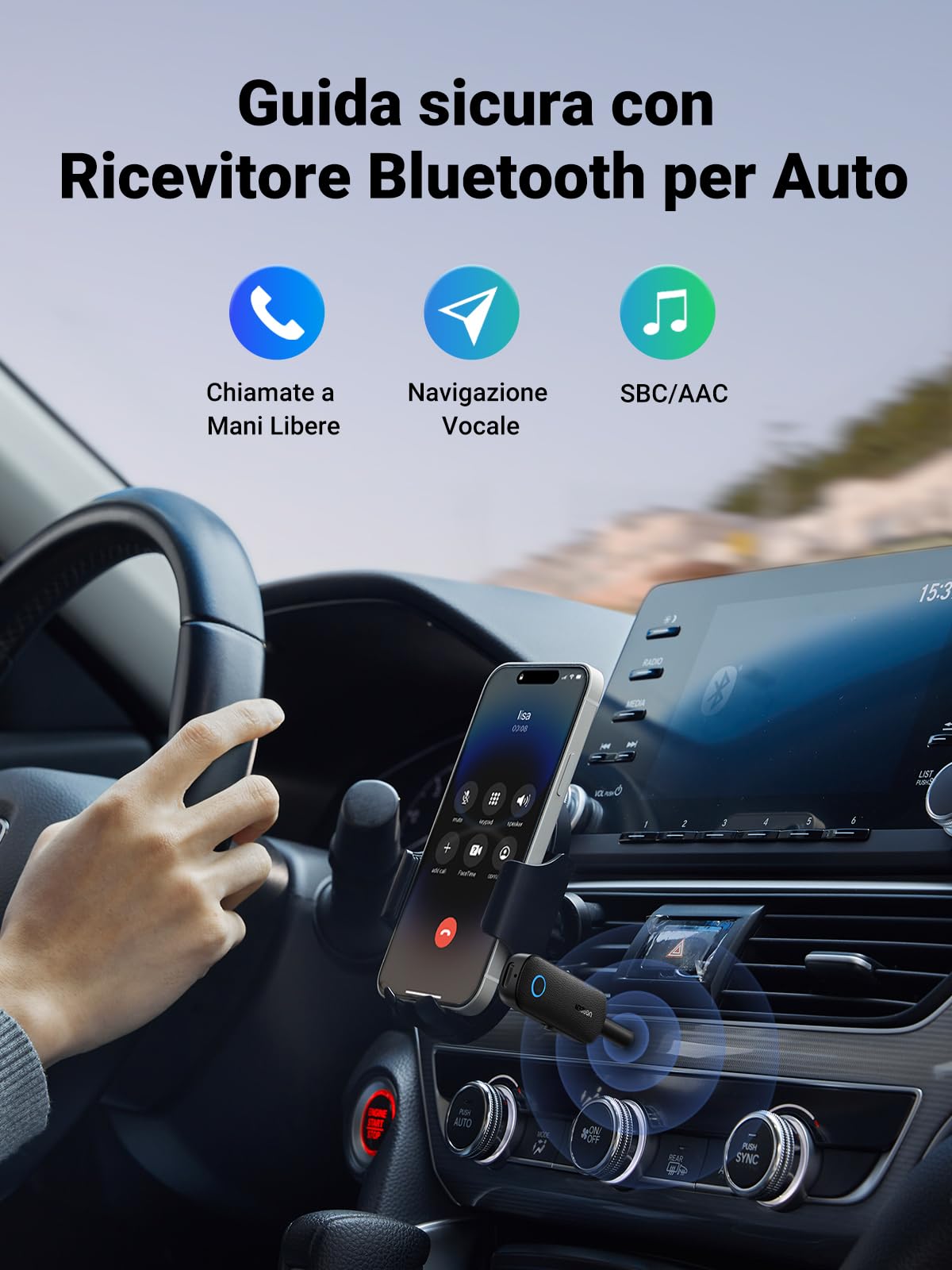 ugreen-trasmettitore-ricevitore-bluetooth-5-4-jack-3-5mm-2-in-1-con-microfono image 3