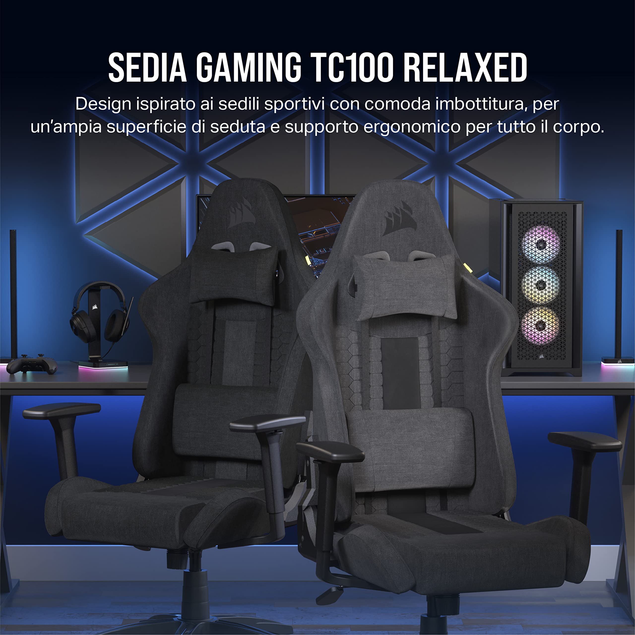 corsair-tc100-relaxed-sedia-gaming-in-tessuto-nero-memory-foam image 4