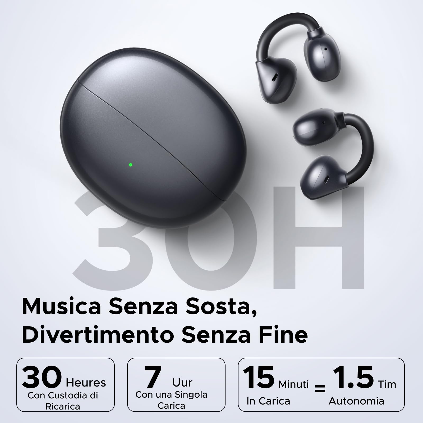 ugreen-hitune-clipbuds-cuffie-bluetooth-clip-on-aperte-nero-30-ore-enc-usb-c-ipx image 7