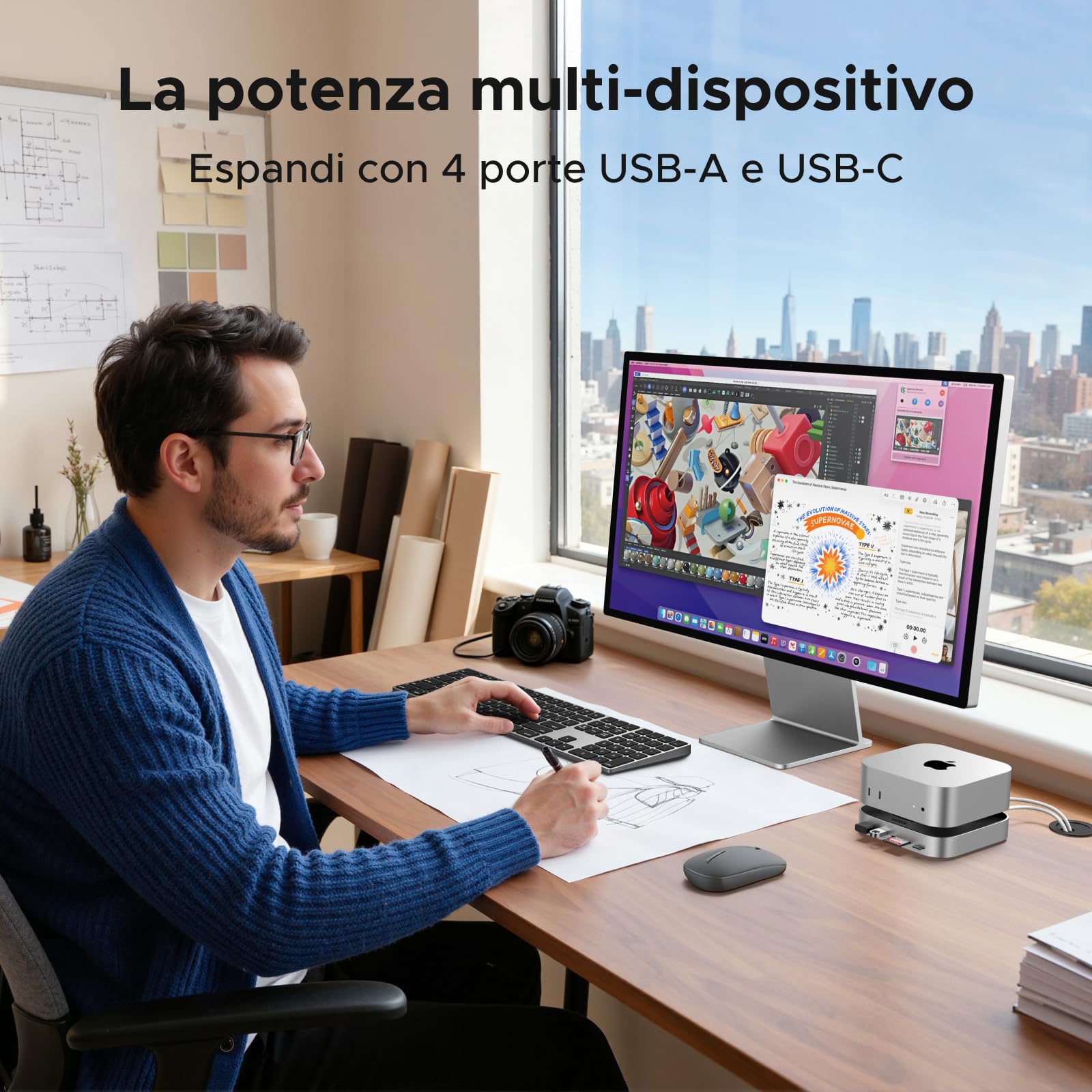 ugreen-docking-station-10-in-2-usb-c-con-supporto-mac-mini-m4-m4-pro-alloggio-ss image 6
