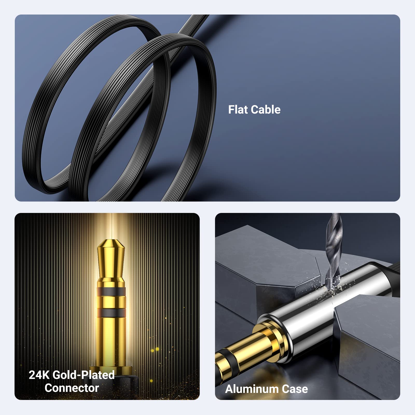ugreen-cavo-aux-jack-3-5mm-angolo-90-piatto-0-5m-nero image 3