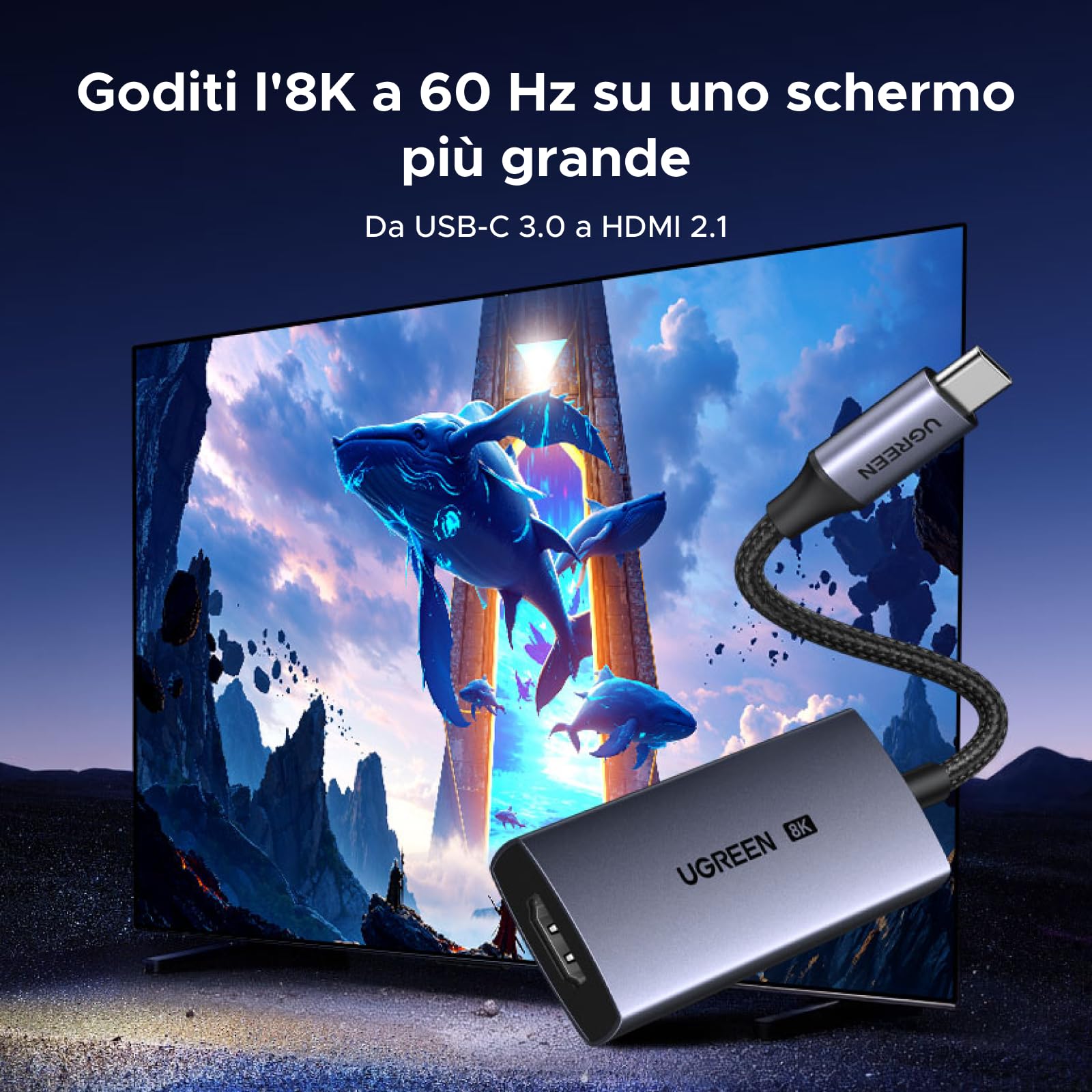 ugreen-adattatore-usb-c-a-hdmi-femmina-8k-60hz-48gbps-15cm image 2