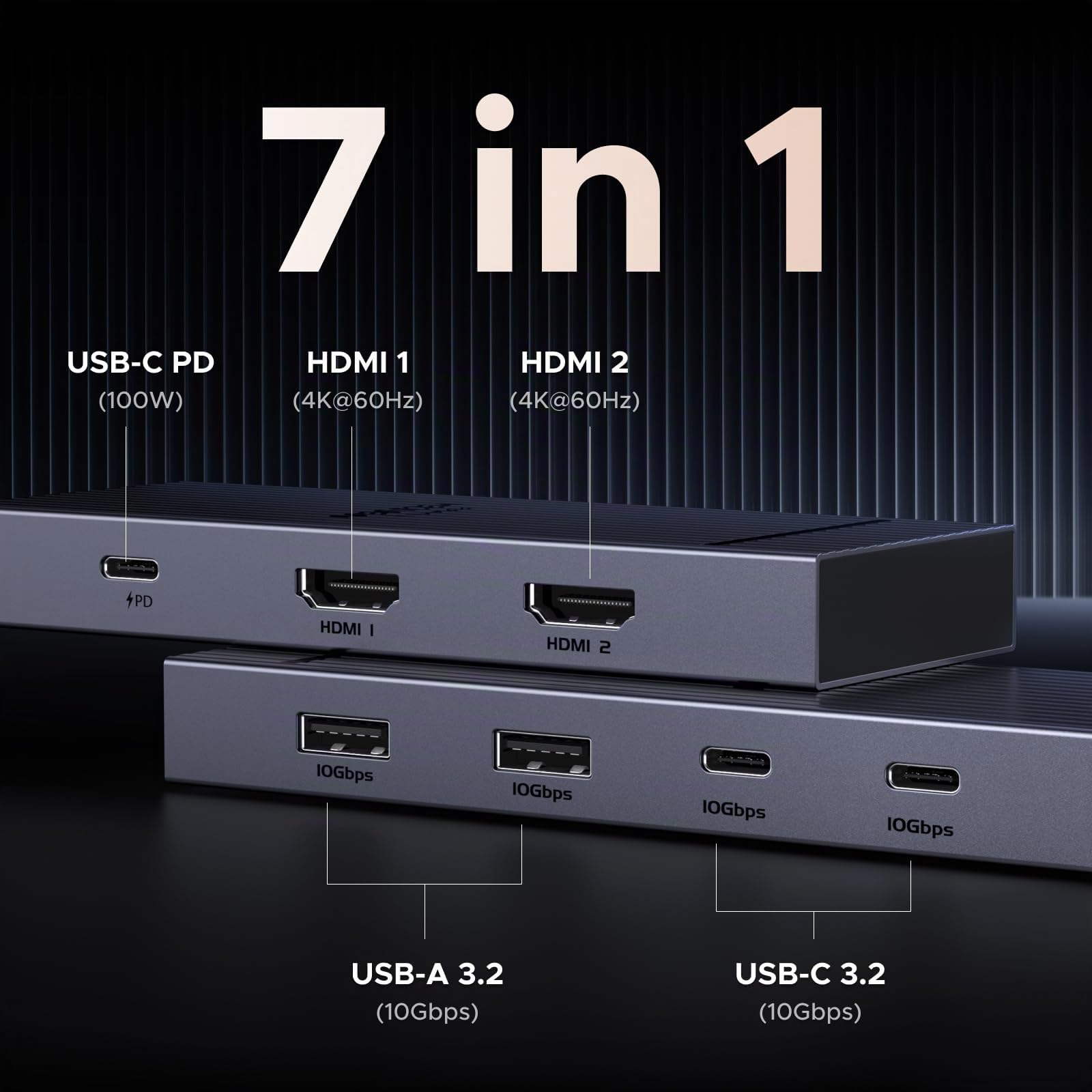 ugreen-revodok-pro-207-hub-usb-c-7-in-1-doppio-hdmi-4k60hz-100w image 2