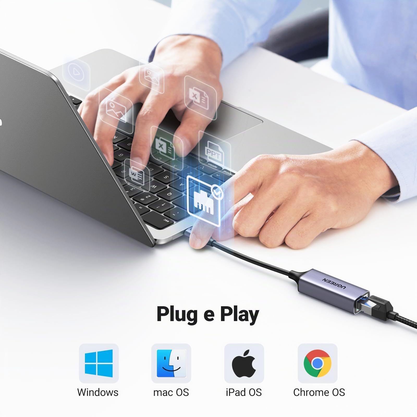 ugreen-adattatore-ethernet-usb-c-gigabit-1000mbps-rj45-alluminio image 5