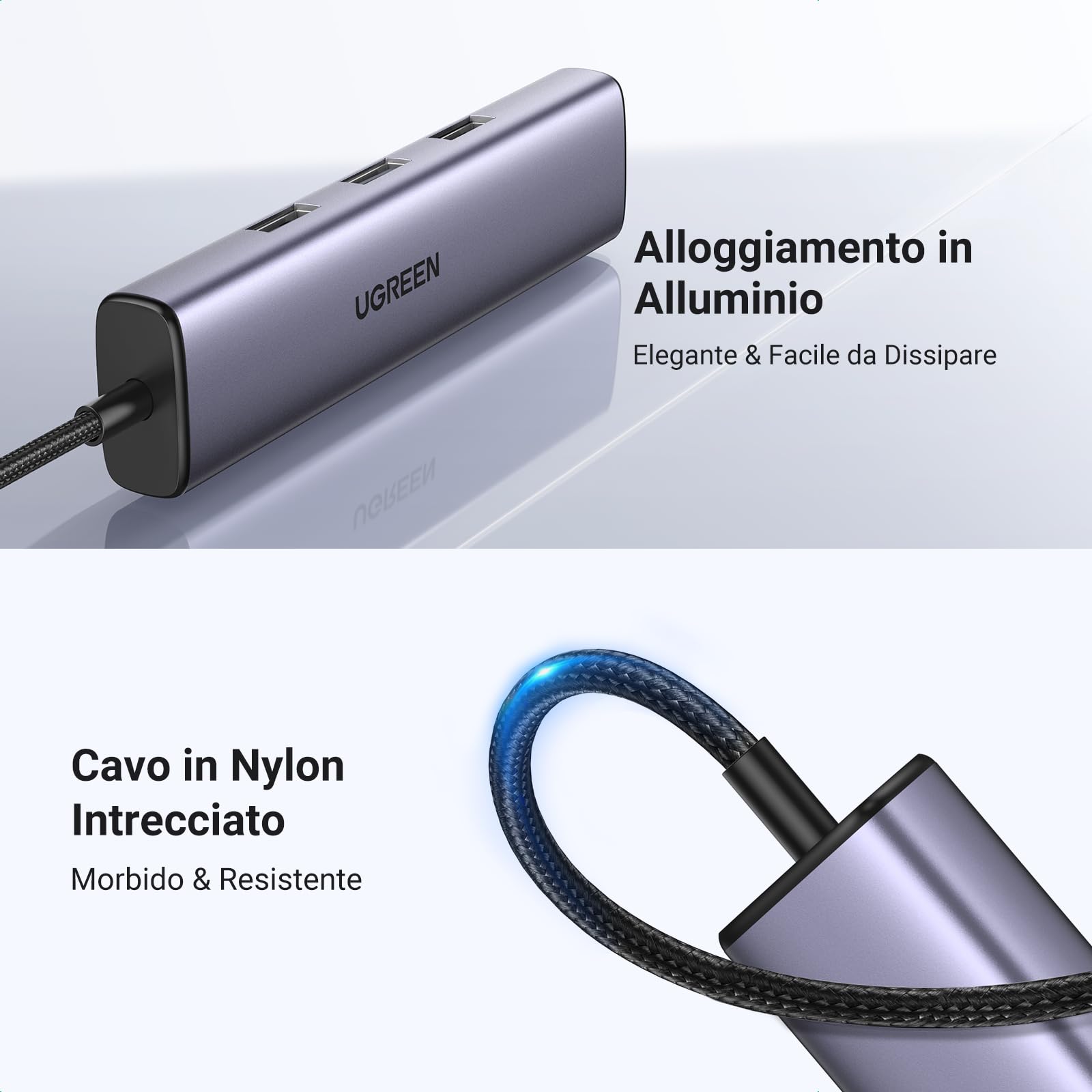 ugreen-hub-usb-c-ethernet-gigabit-4-in-1-con-3-porte-usb-a-usb-3-0-adattatore-la image 6