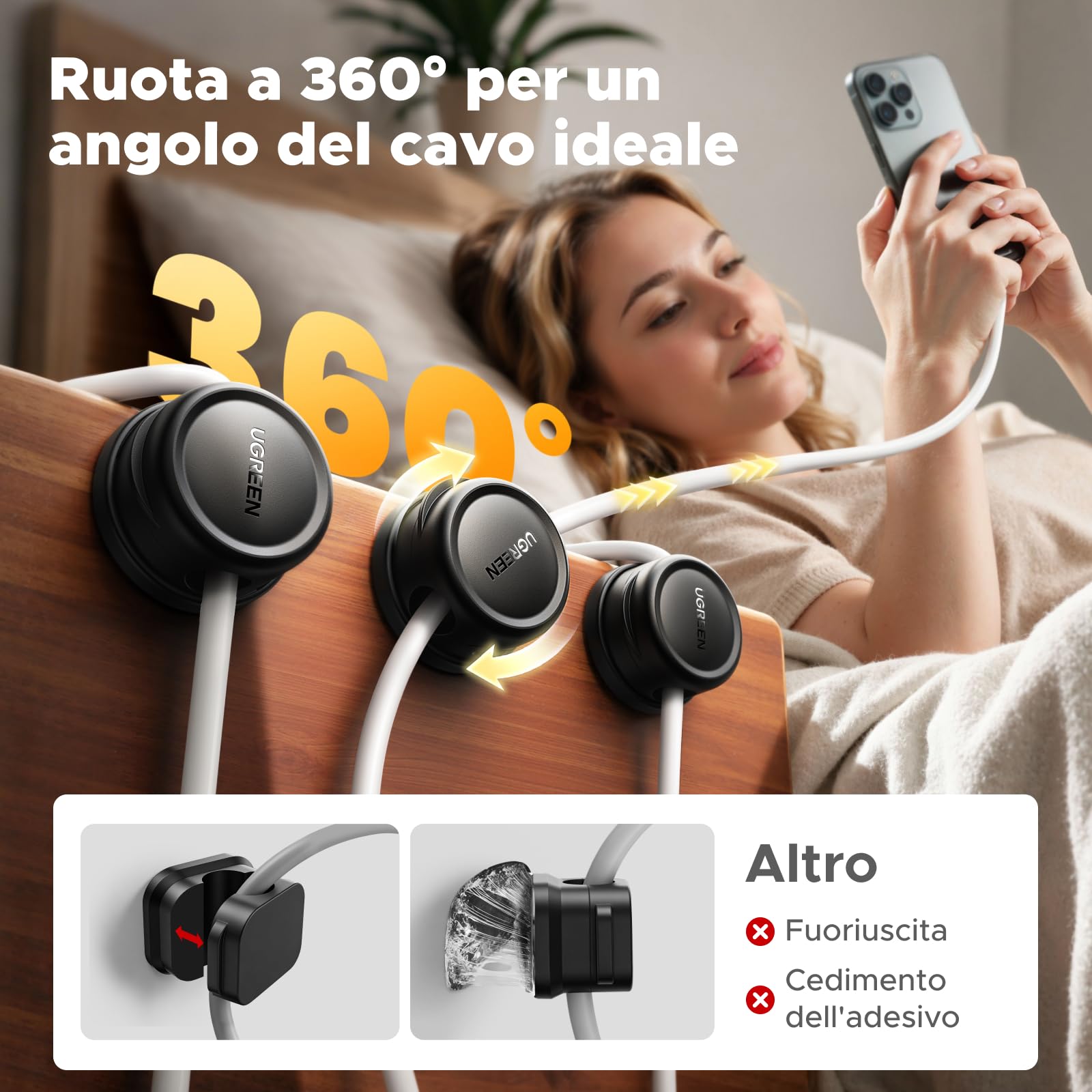 ugreen-organizer-cavi-clip-magnetiche-girevoli-360-6-pezzi-nero-fino-a-7-5mm image 2