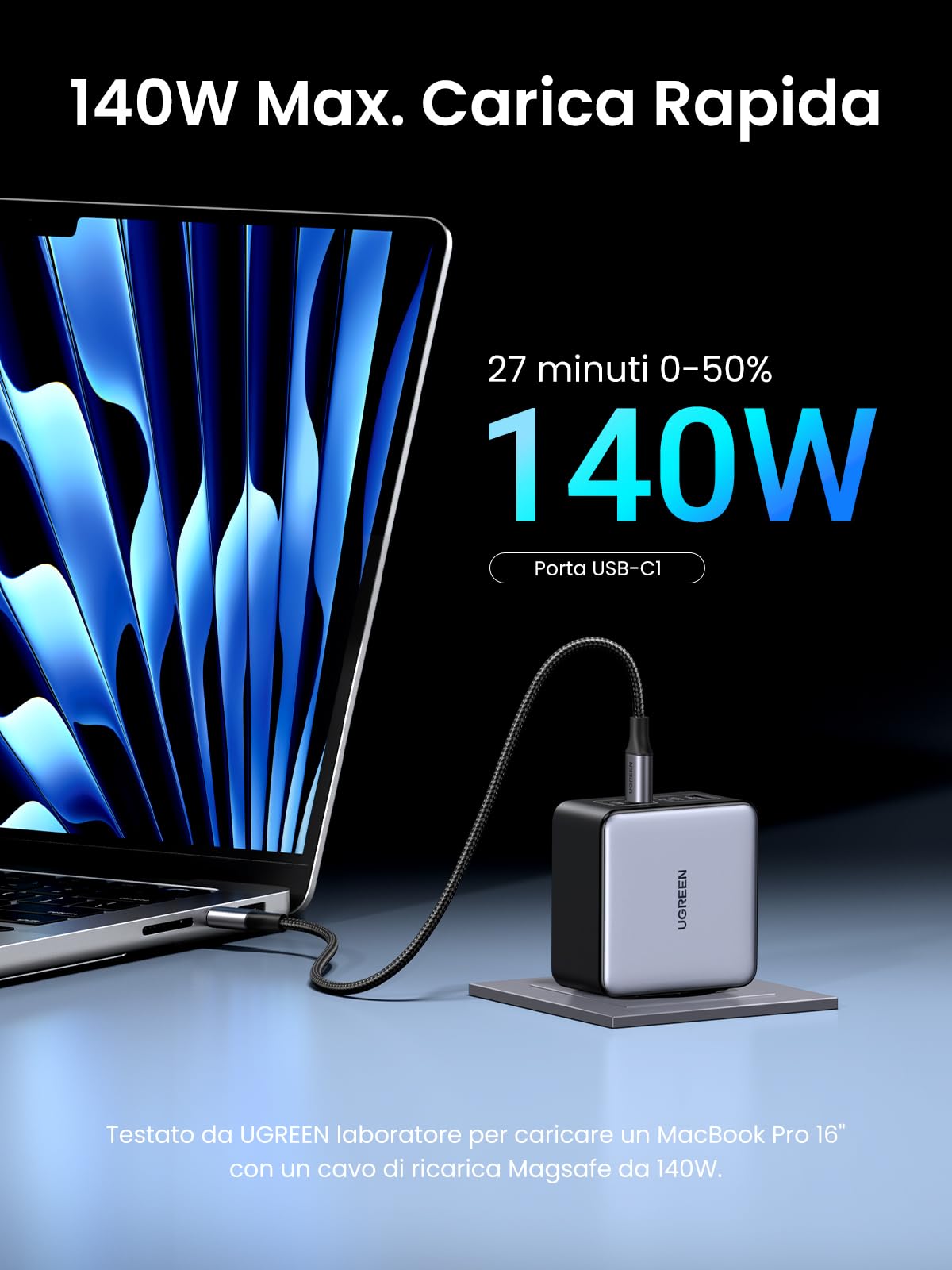 ugreen-nexode-160w-caricatore-usb-c-ganinfinity-4-porte-pd-3-1-pps-45w image 2