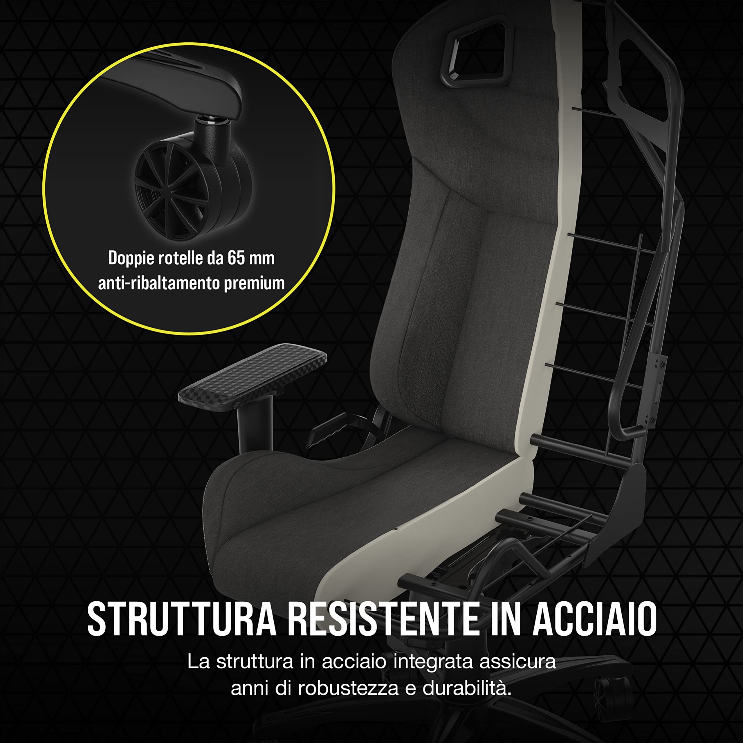 corsair-t3-rush-sedia-gaming-tessuto-2023-carbone image 6