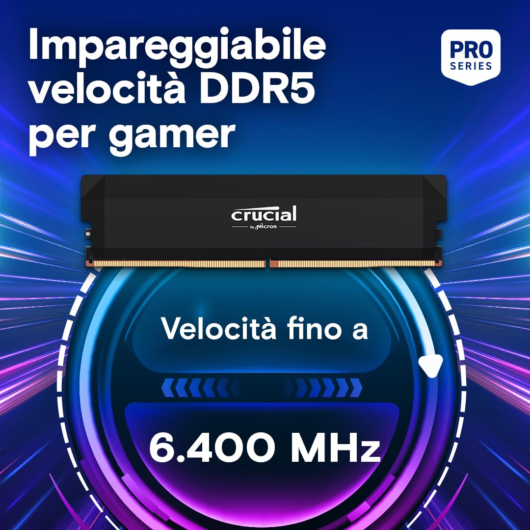 crucial-pro-ram-ddr5-64gb-kit-2x32gb-6400mhz-cl40-nero image 2