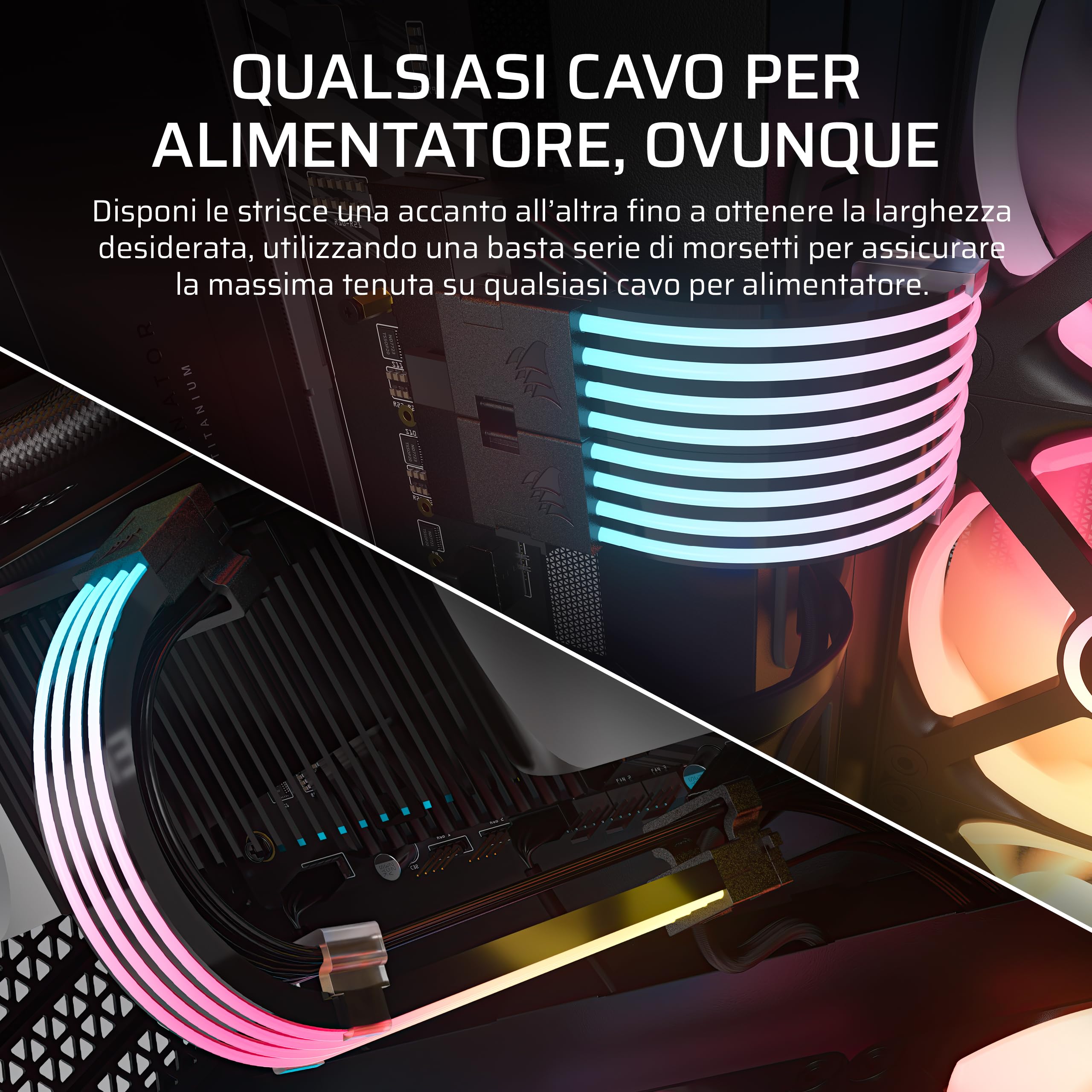 corsair-icue-argb-strisce-cavo-psu-2x-200mm-100-led-rgb-nero image 4