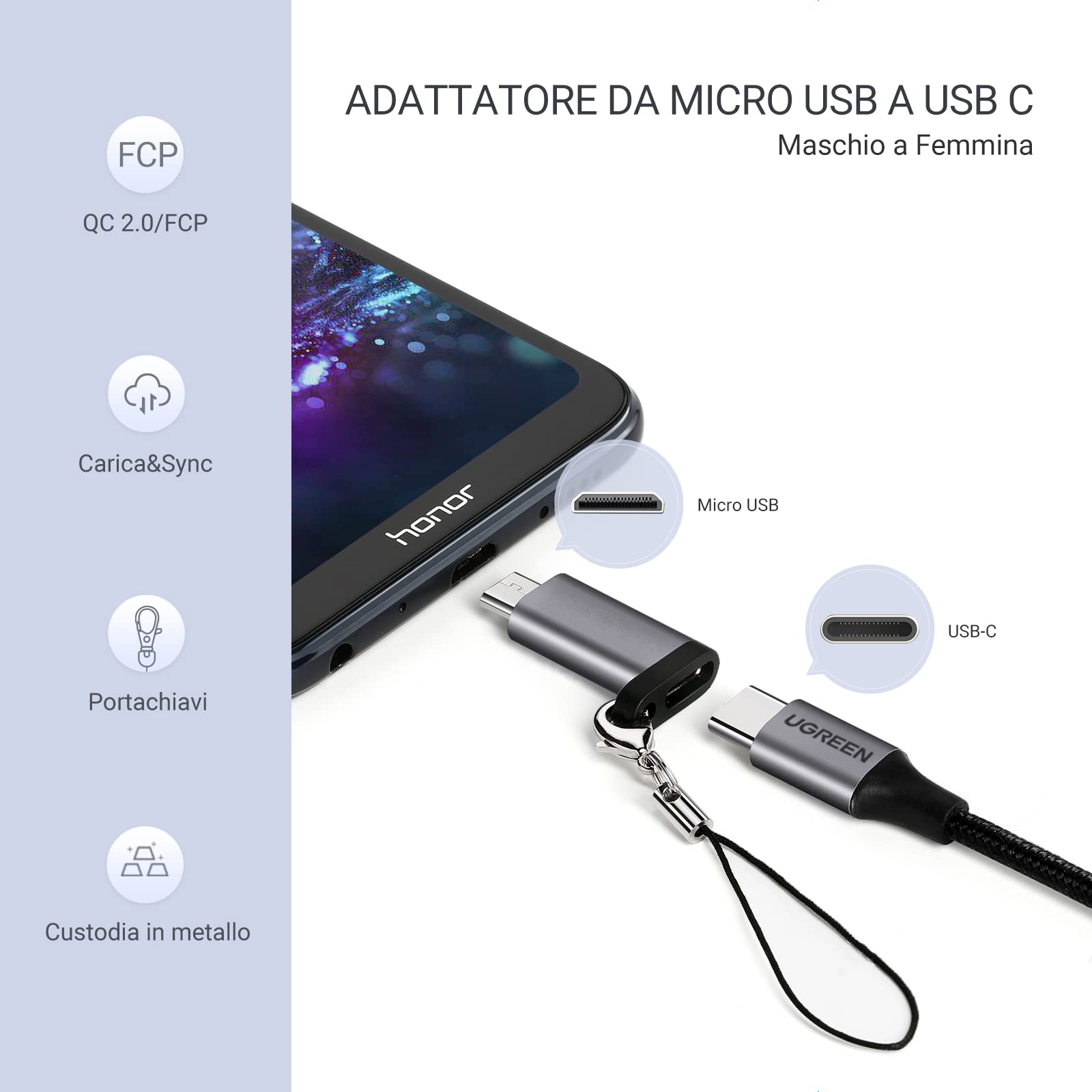 ugreen-adattatore-micro-usb-a-usb-c-con-ricarica-rapida-qc-confezione-da-2 image 2