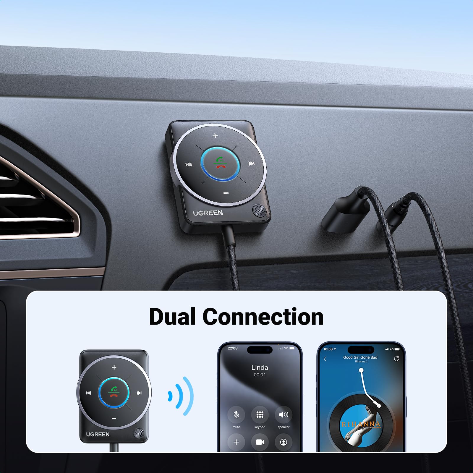 ugreen-ricevitore-bluetooth-5-4-auto-jack-3-5mm-con-rgb image 3