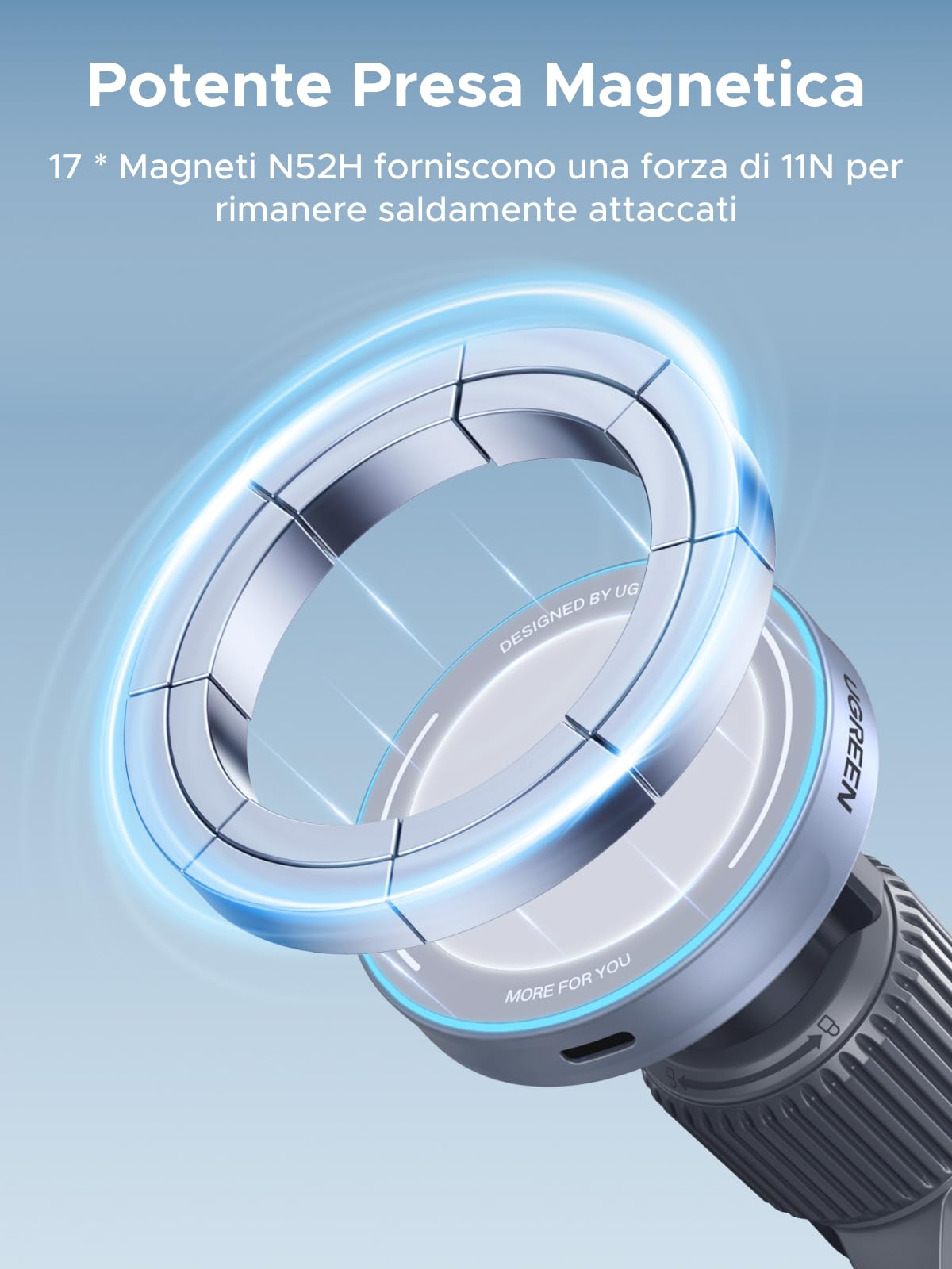 ugreen-magflow-qi2-25w-caricatore-wireless-magnetico-da-auto-con-supporto-360 image 4
