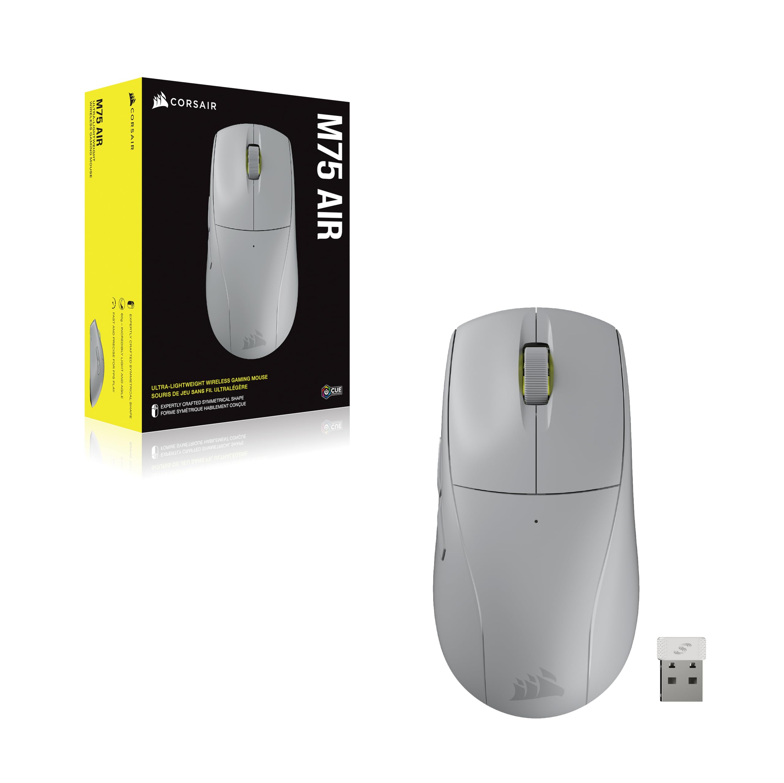corsair-m75-air-wireless-mouse-gaming-fps-26000-dpi-grigio-chiaro image 7