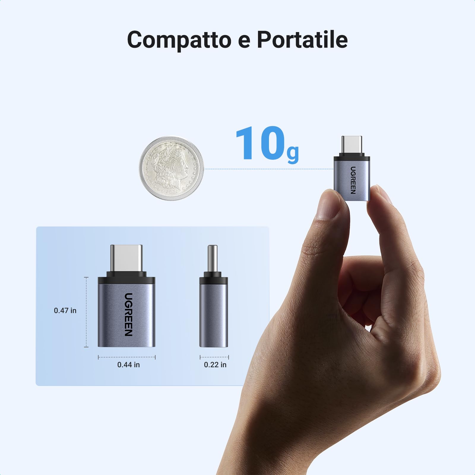 ugreen-adattatore-usb-c-maschio-a-usb-a-femmina-3-0-5gbps-confezione-da-2-grigio image 6