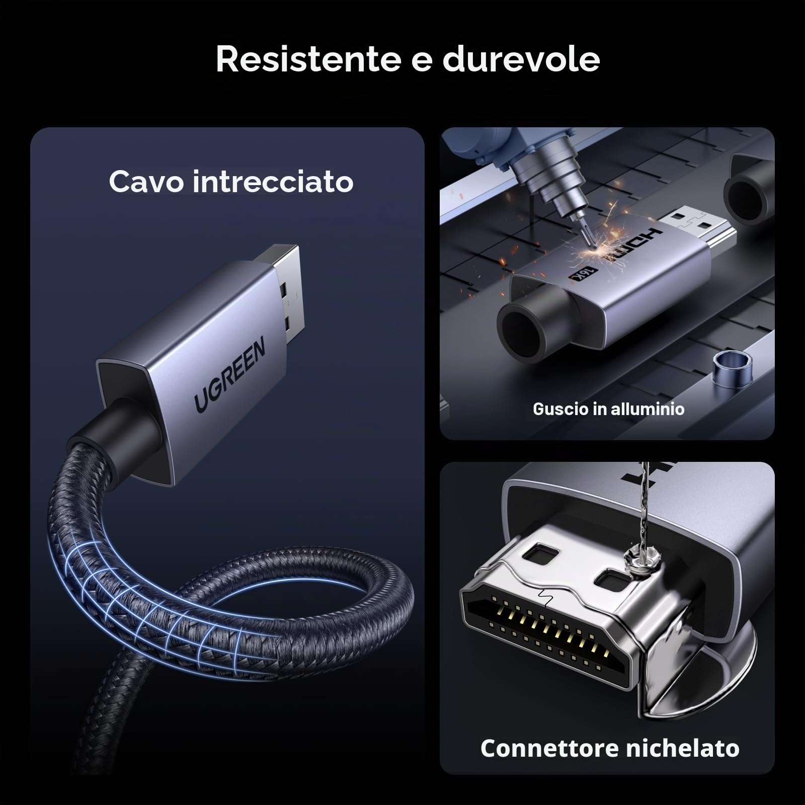 ugreen-cavo-hdmi-2-2-16k-60hz-96gbps-2m-in-alluminio-e-nylon-con-earc image 7