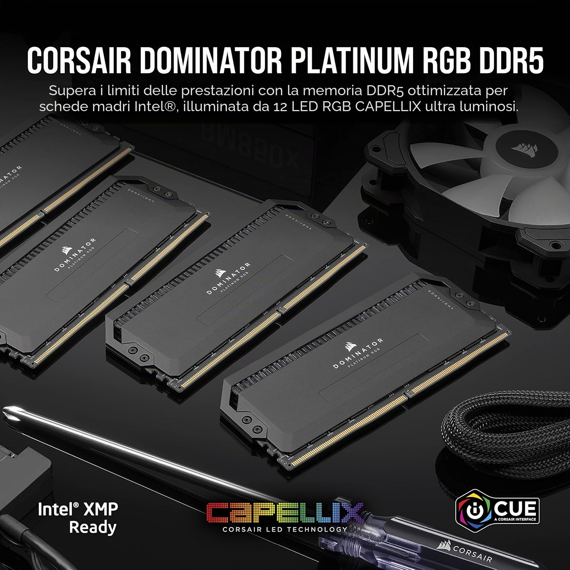 corsair-dominator-platinum-rgb-ddr5-64gb-2x32gb-5600mhz-cl40-intel-xmp-nero image 2