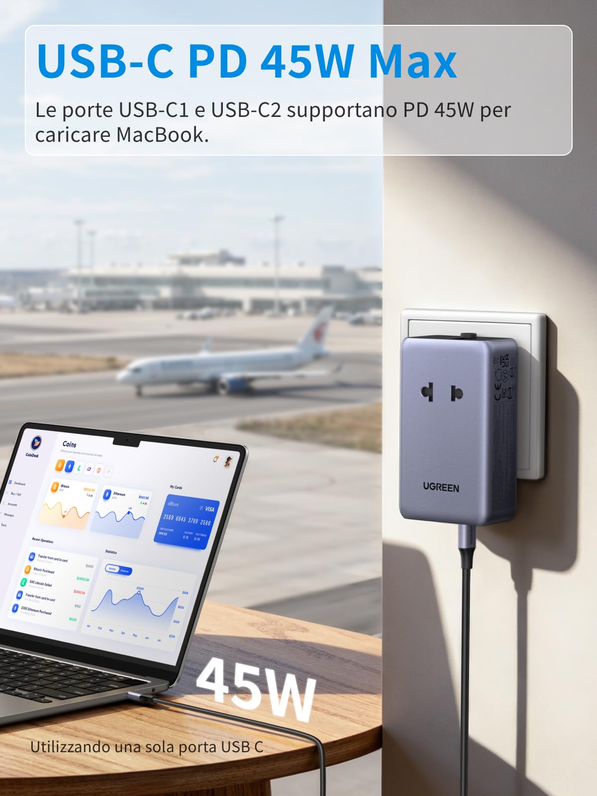 ugreen-6-in-1-adattatore-universale-da-viaggio-pd-45w-con-2-prese-ac-2-usb-c-2-u image 3