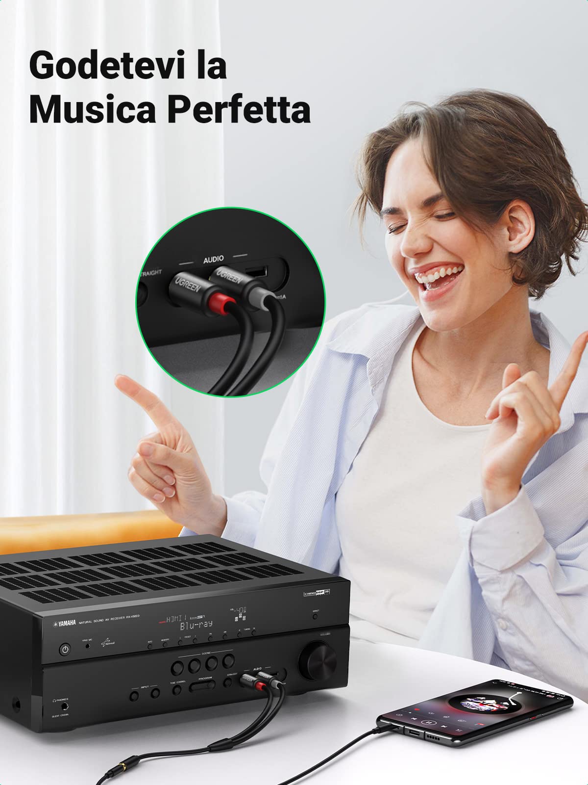 ugreen-adattatore-audio-2rca-maschio-a-jack-3-5mm-femmina-25cm image 7