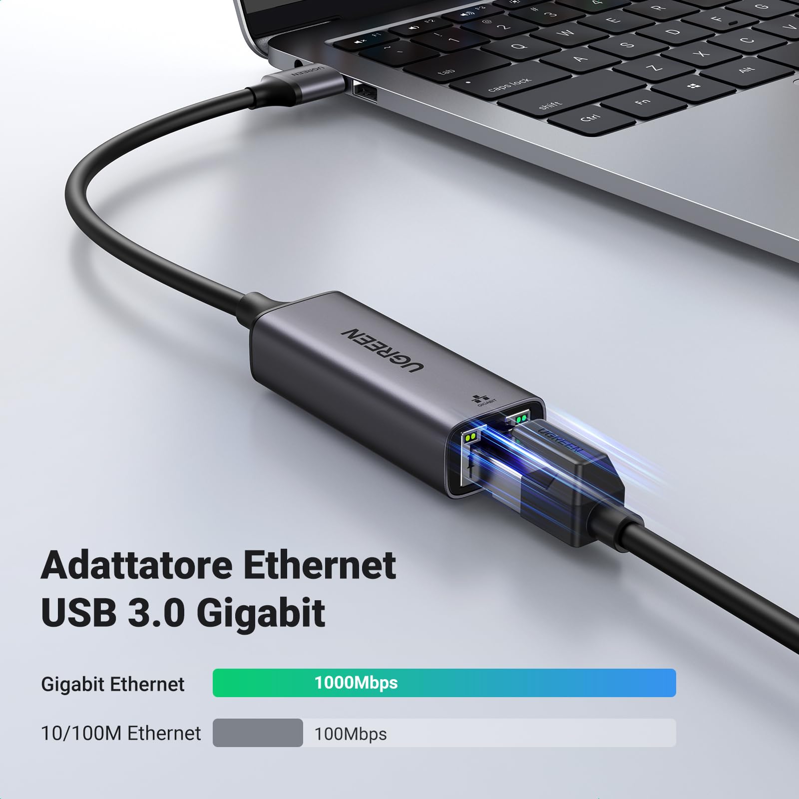 ugreen-adattatore-ethernet-usb-3-0-gigabit-1000-mbps-in-alluminio-nero image 2