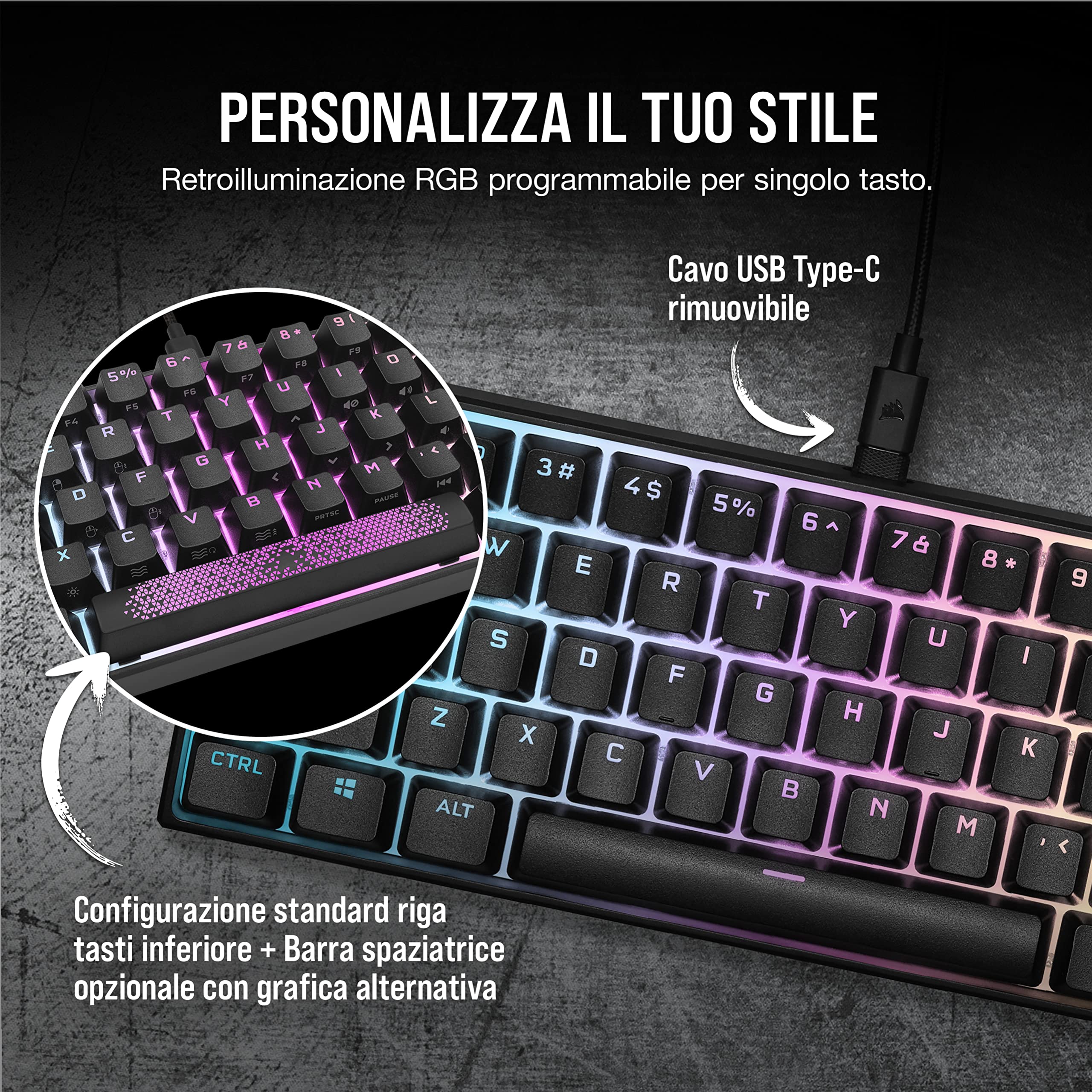 corsair-k65-rgb-mini-60-tastiera-meccanica-gaming-cherry-mx-red-qwerty-it-nero image 5