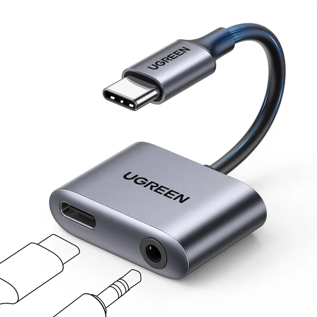 ugreen-adattatore-usb-c-a-jack-3-5-mm-pd-60w-con-dac-hi-res-24-bit-96khz image 1