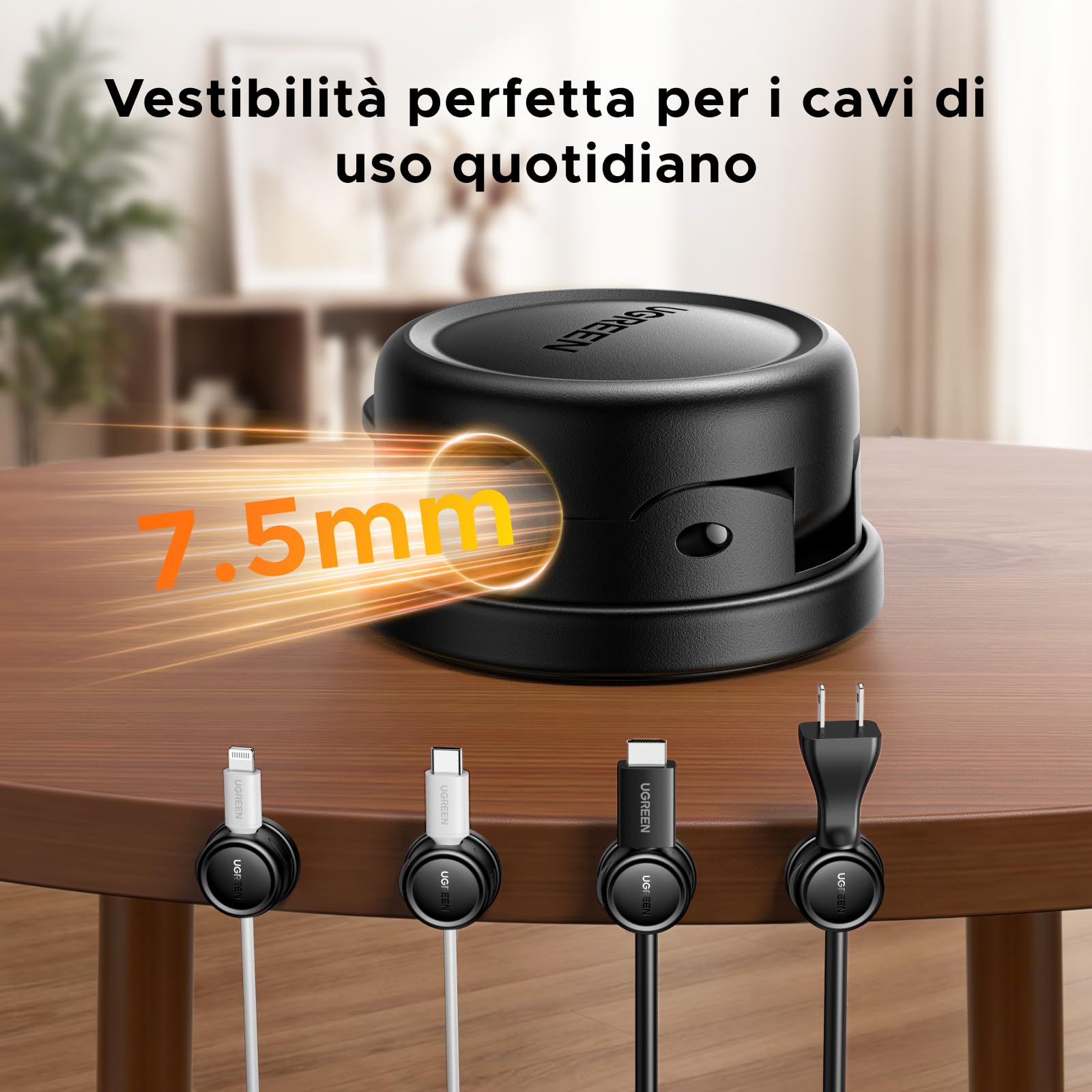 ugreen-organizer-cavi-clip-magnetiche-girevoli-360-6-pezzi-nero-fino-a-7-5mm image 6