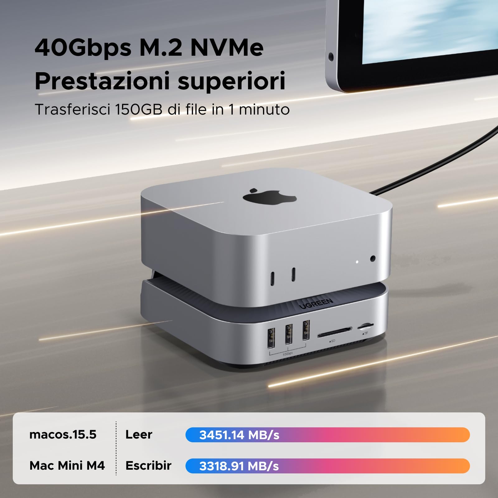 ugreen-docking-station-usb4-40gbps-per-mac-mini-m4-m4-pro-con-case-ssd image 3