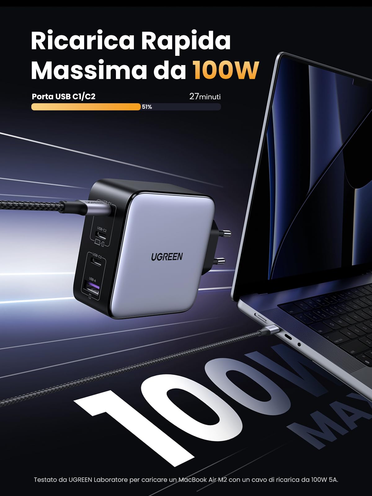 ugreen-nexode-100w-caricatore-usb-c-gan-4-porte-pd-3-0 image 2