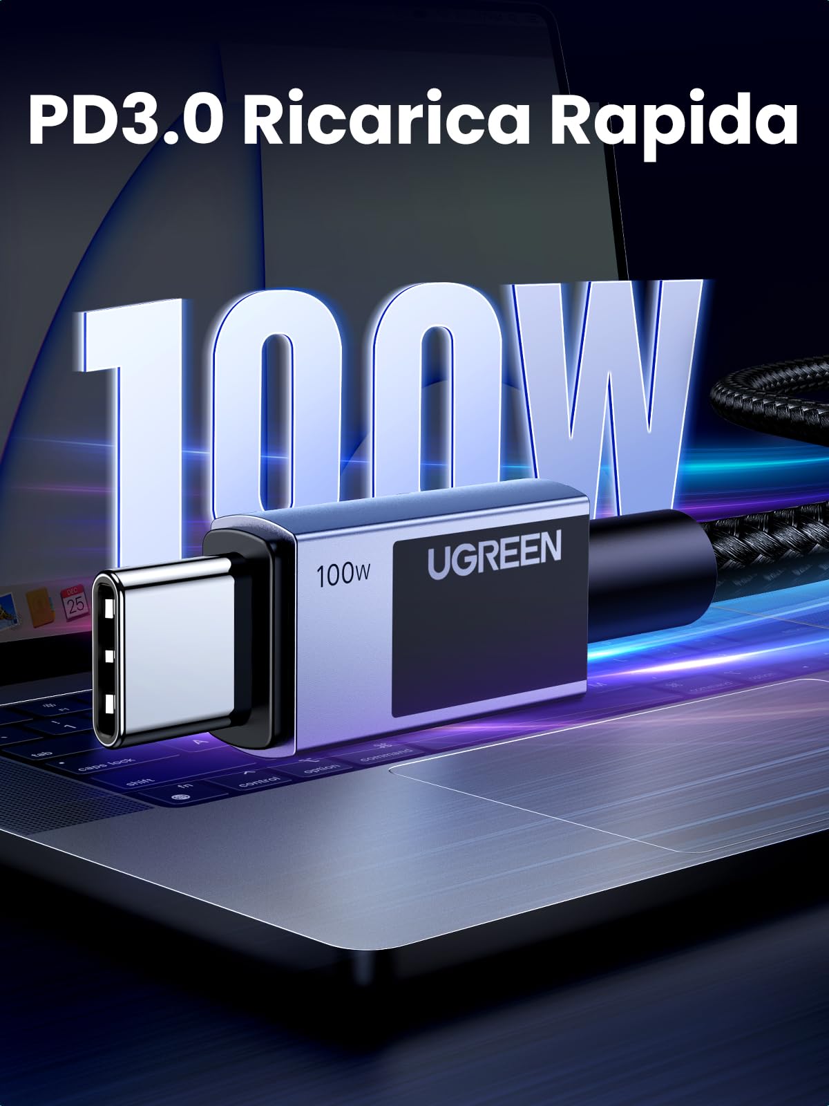 ugreen-zapix-cavo-usb-c-a-usb-c-100w-pd3-0-nylon-1m image 2