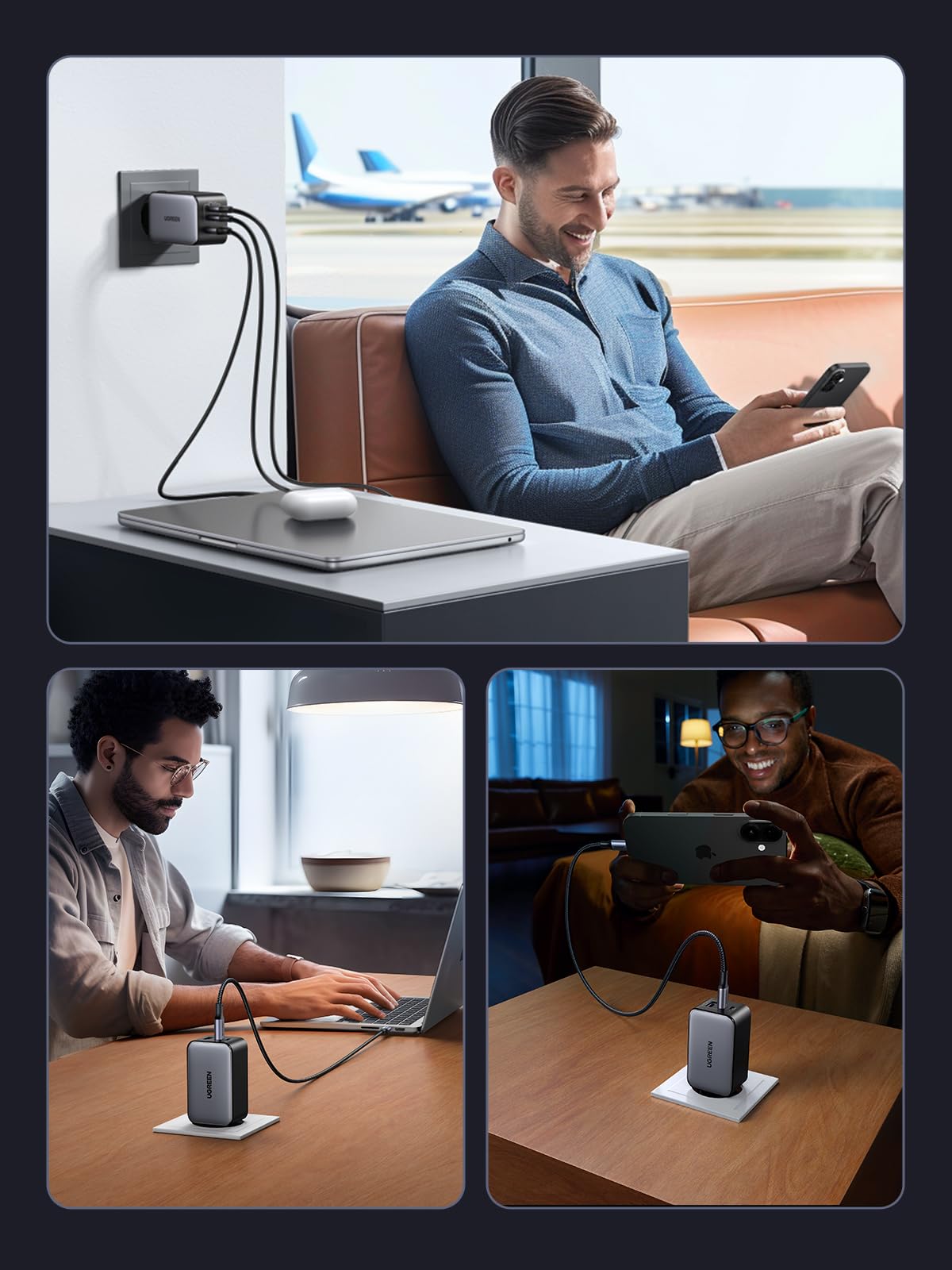 ugreen-nexode-65w-caricatore-usb-c-gan-3-porte-pd-nero image 8