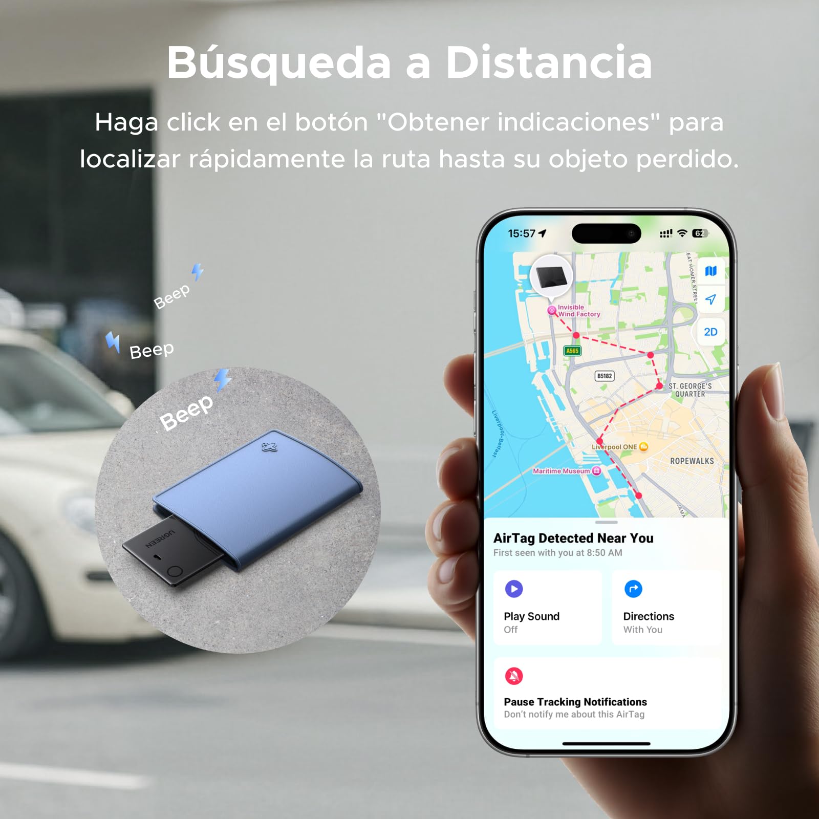 ugreen-finetrack-slim-tracker-bluetooth-portafoglio-apple-find-my-ip68-100db image 5