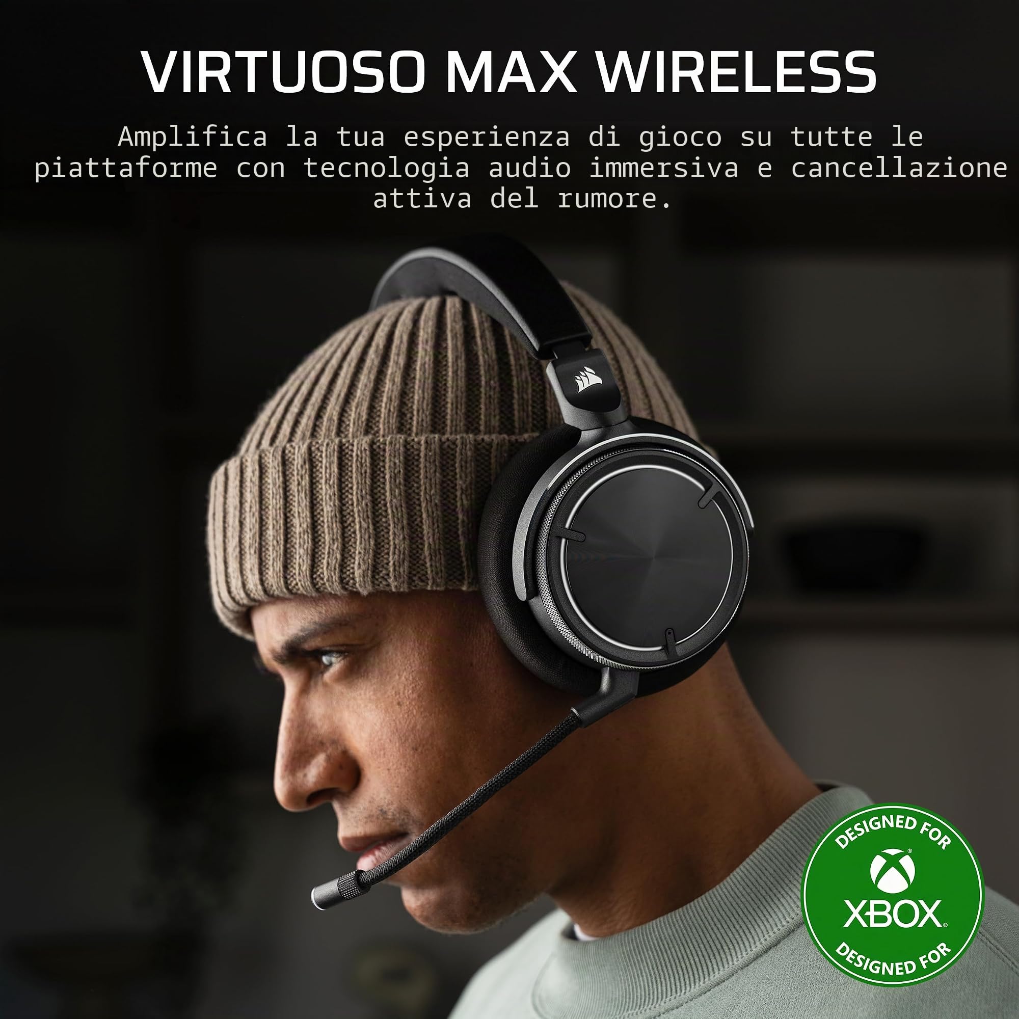 corsair-virtuoso-max-wireless-per-xbox-cuffie-gaming-bluetooth-carbonio image 2