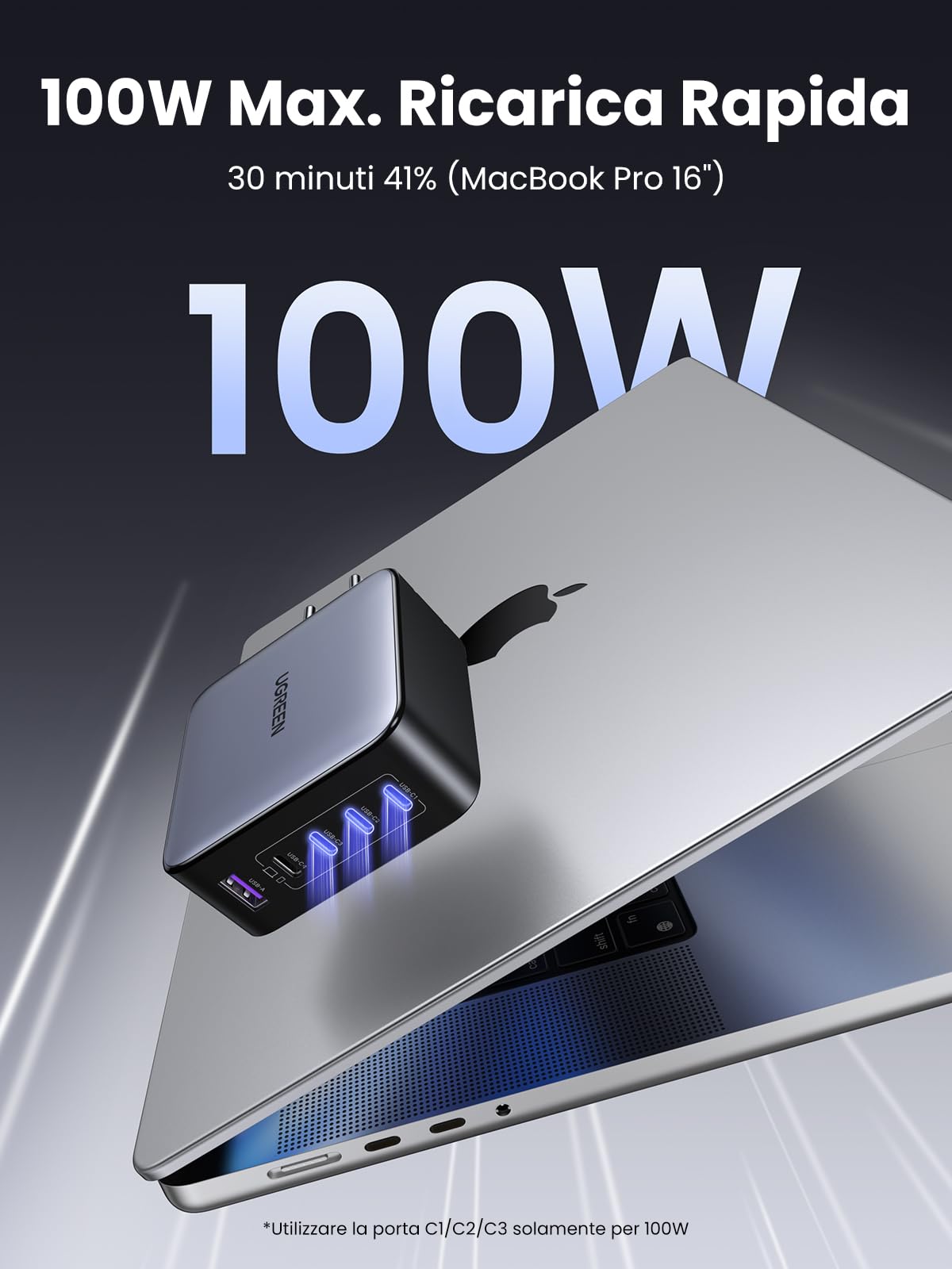 ugreen-nexode-caricatore-usb-c-gan-100w-a-5-porte-4-usb-c-usb-a image 3